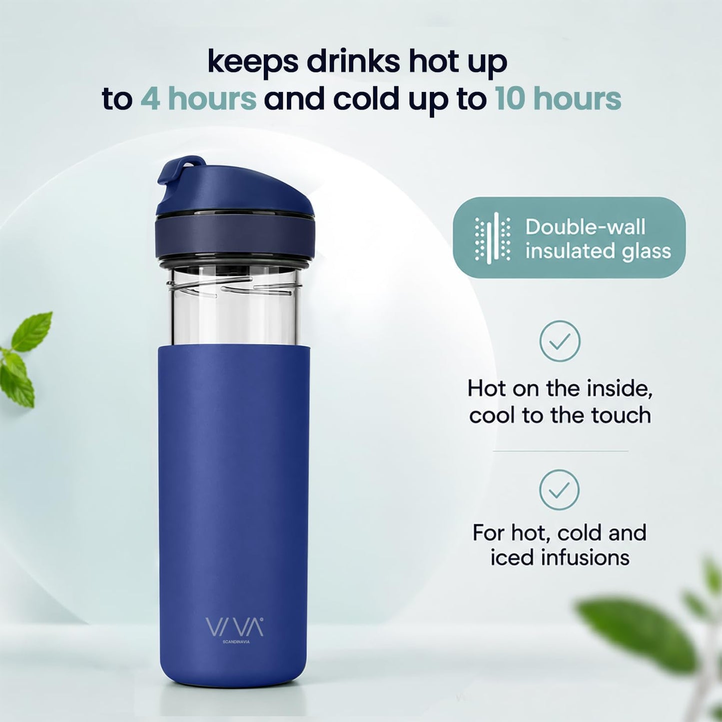 Doppelwandiger Thermobecher mit Sieb, 460 ml, Thermobecher Recharge Pro Blau