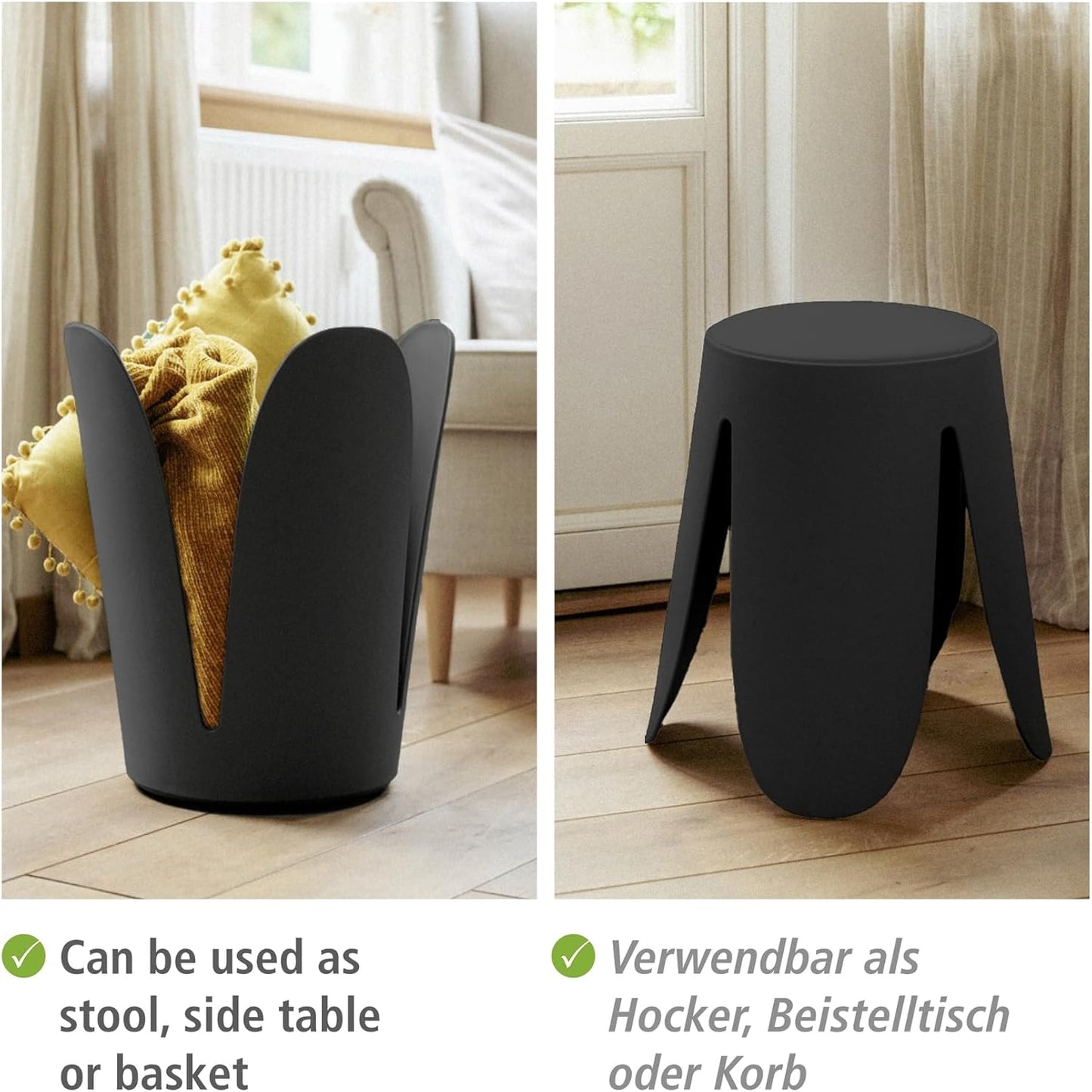 Badhocker Mod. Comiso mit gepolsterter Sitzfläche, Schwarz