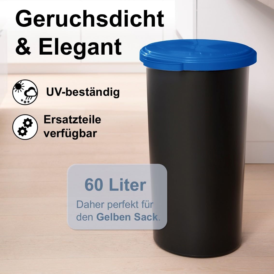 Müllsackständer mit flachem Deckel, Blau