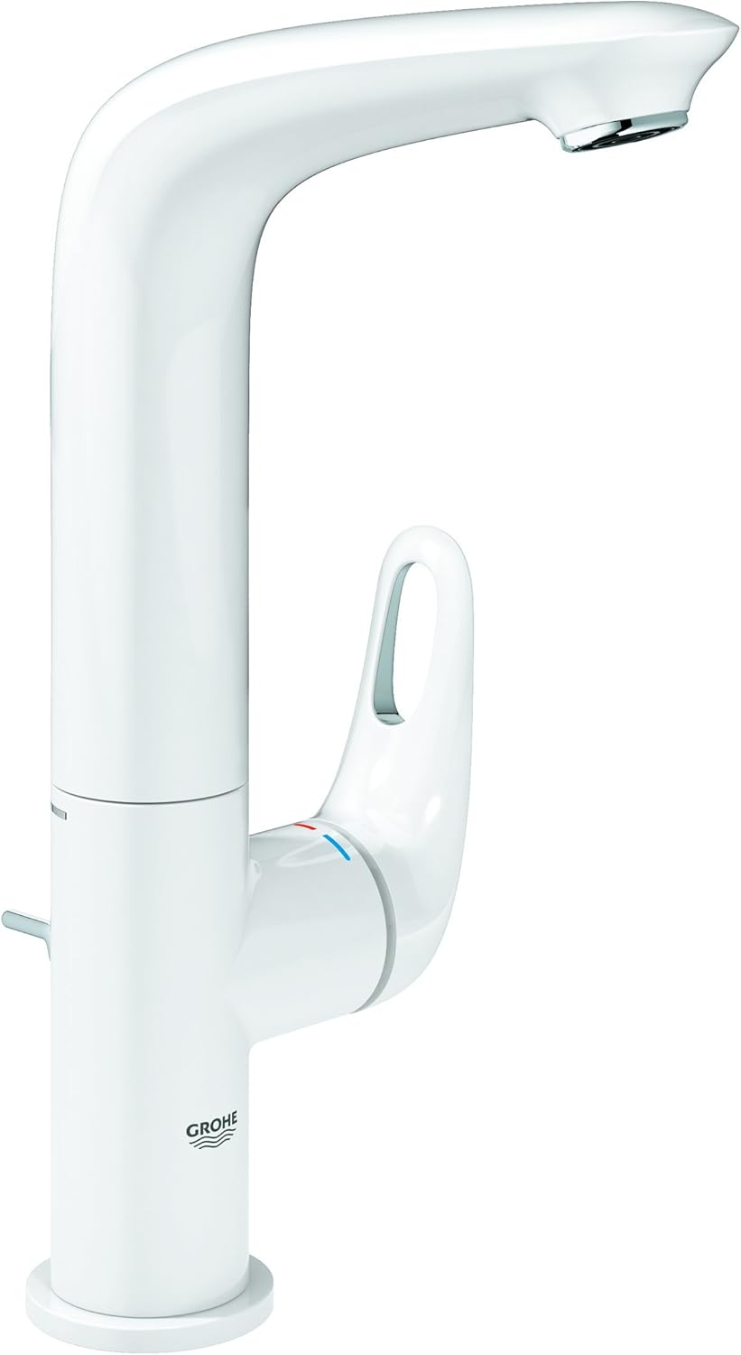 Eurostyle Waschtischarmatur, L offener Metall-Hebelgriff mit SilkMove ES (moon white) Moon White