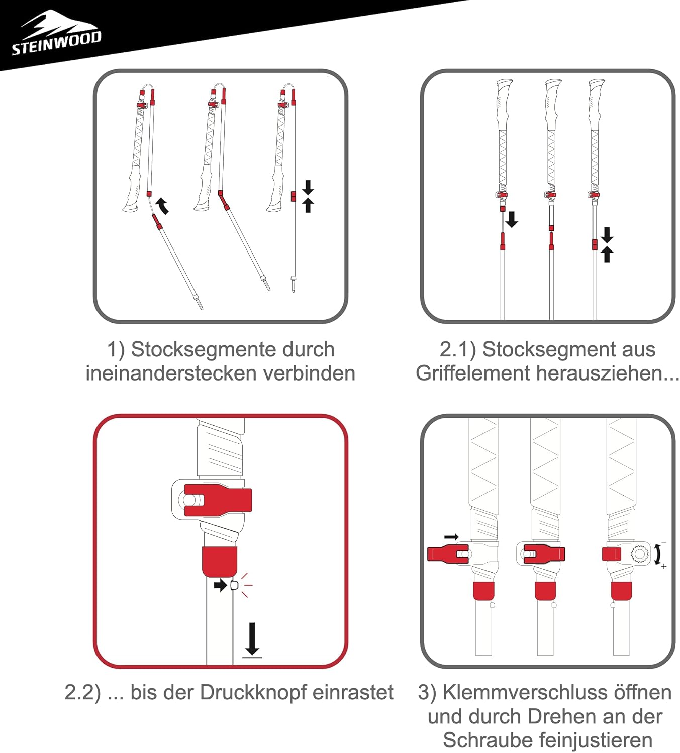 Carbon Wanderstöcke, Carbon zum Falten 120cm