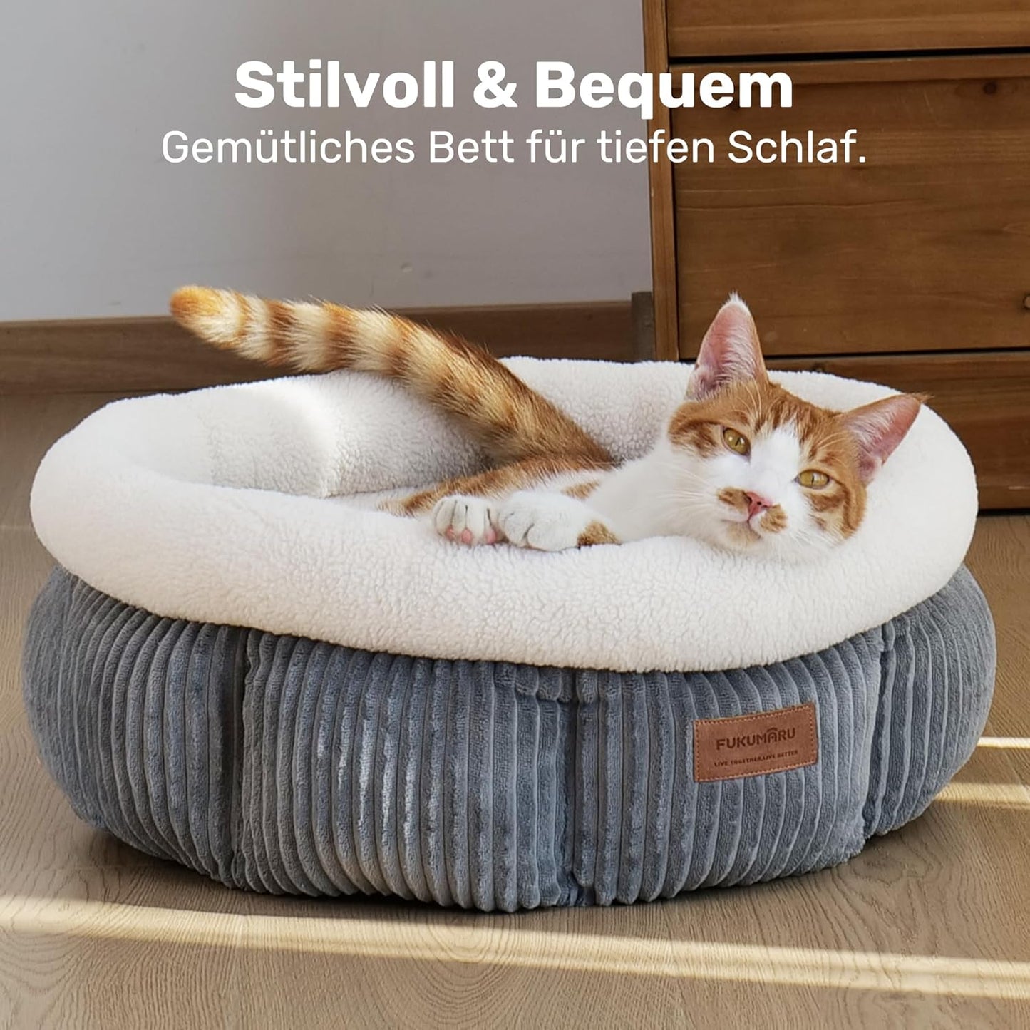 Katzenbett mit erhöhtem Rand, waschbar, grau