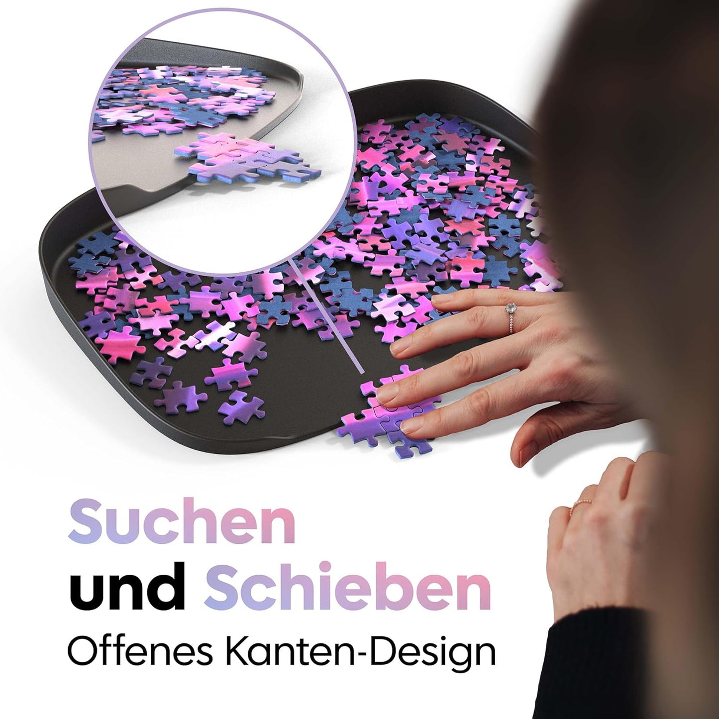 Stapelbare Puzzle Sortierschalen-Set (6 Schalen), 1500 Black
