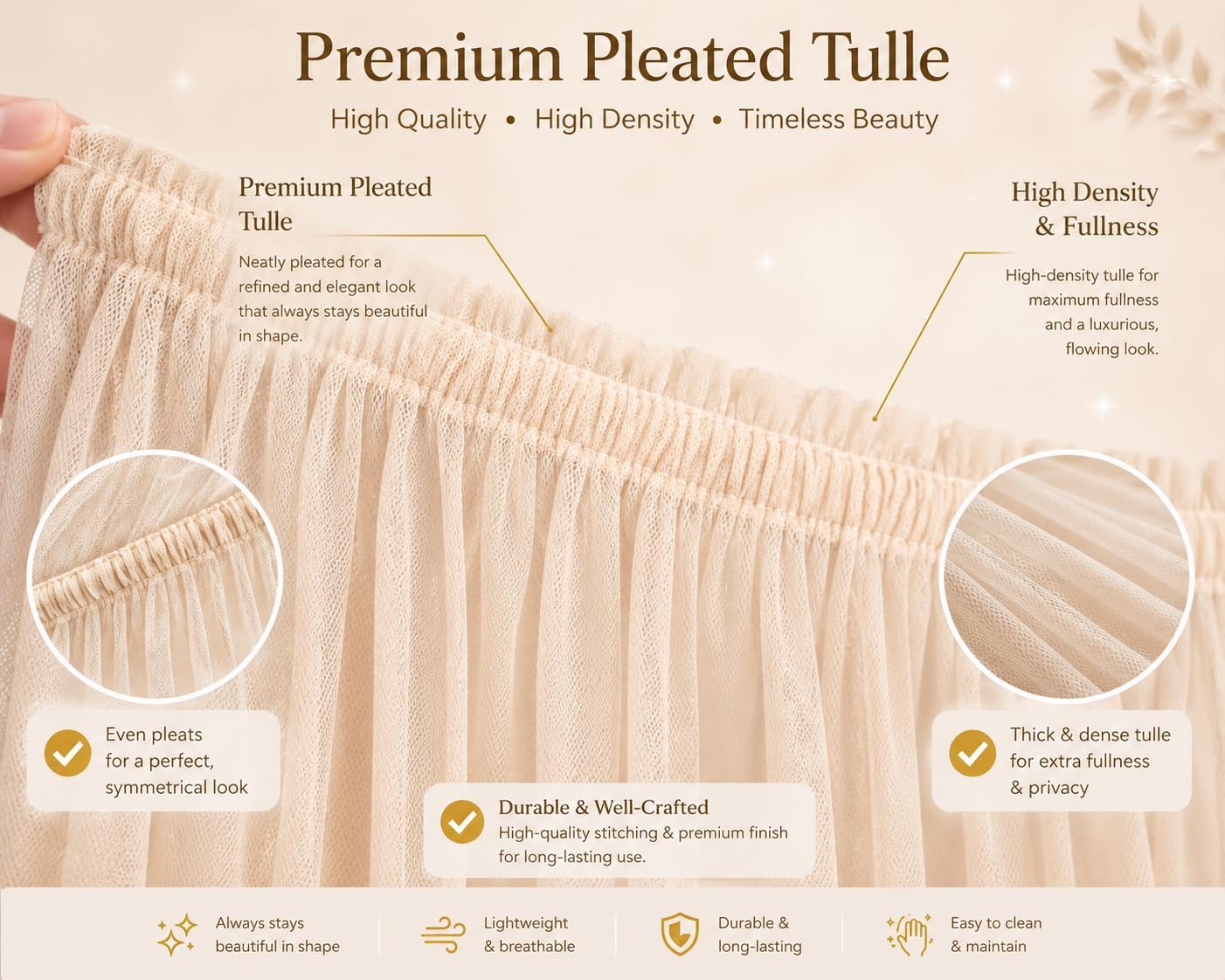 Betthimmel für Hausbett, Beige 380cm, ohne Pompomgirlande