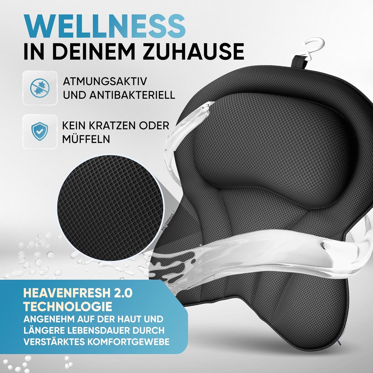 XXL Badewannenkissen, XX-Large Schwarz