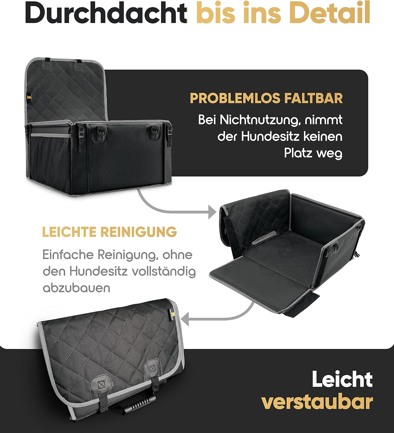 Wasserdichter Hundeautositz, Schwarz-Grau