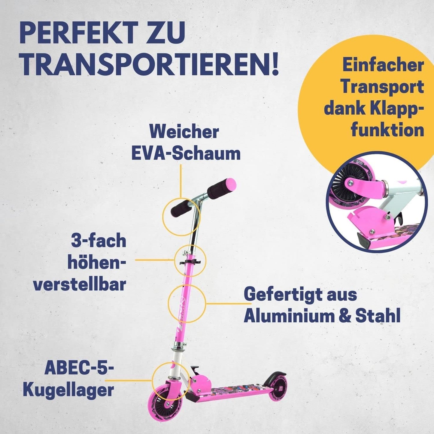 Kinderroller, Basic-Modell: pink-weiss