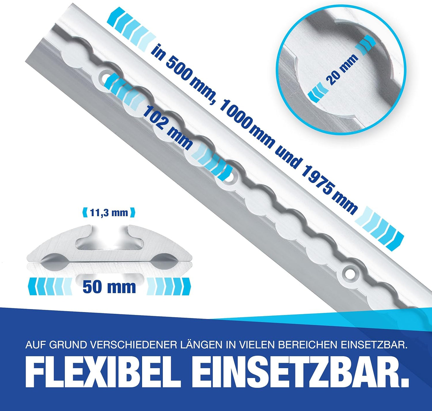 Airlineschiene Starterset mit Fittings (4x1m)