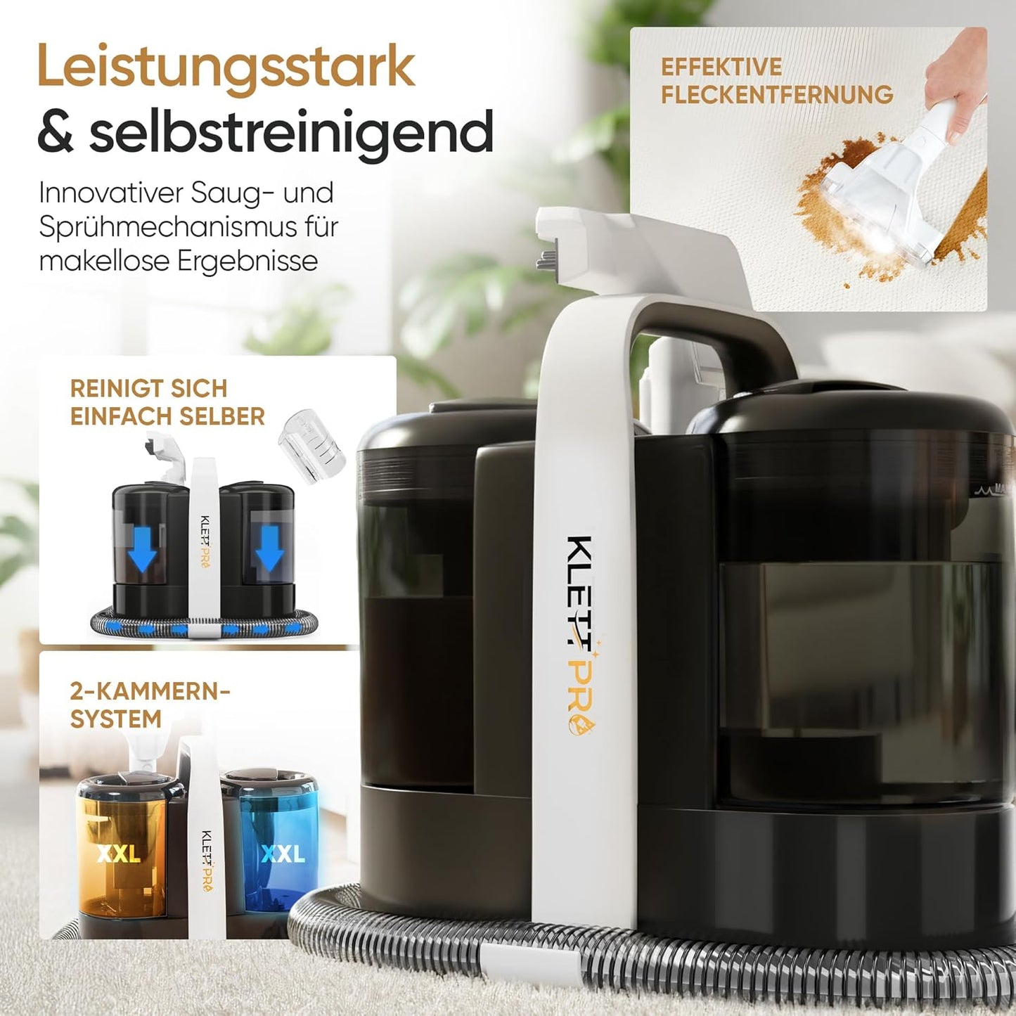 Selbstreinigender Polsterreiniger PR-654A für Haushalt & Auto