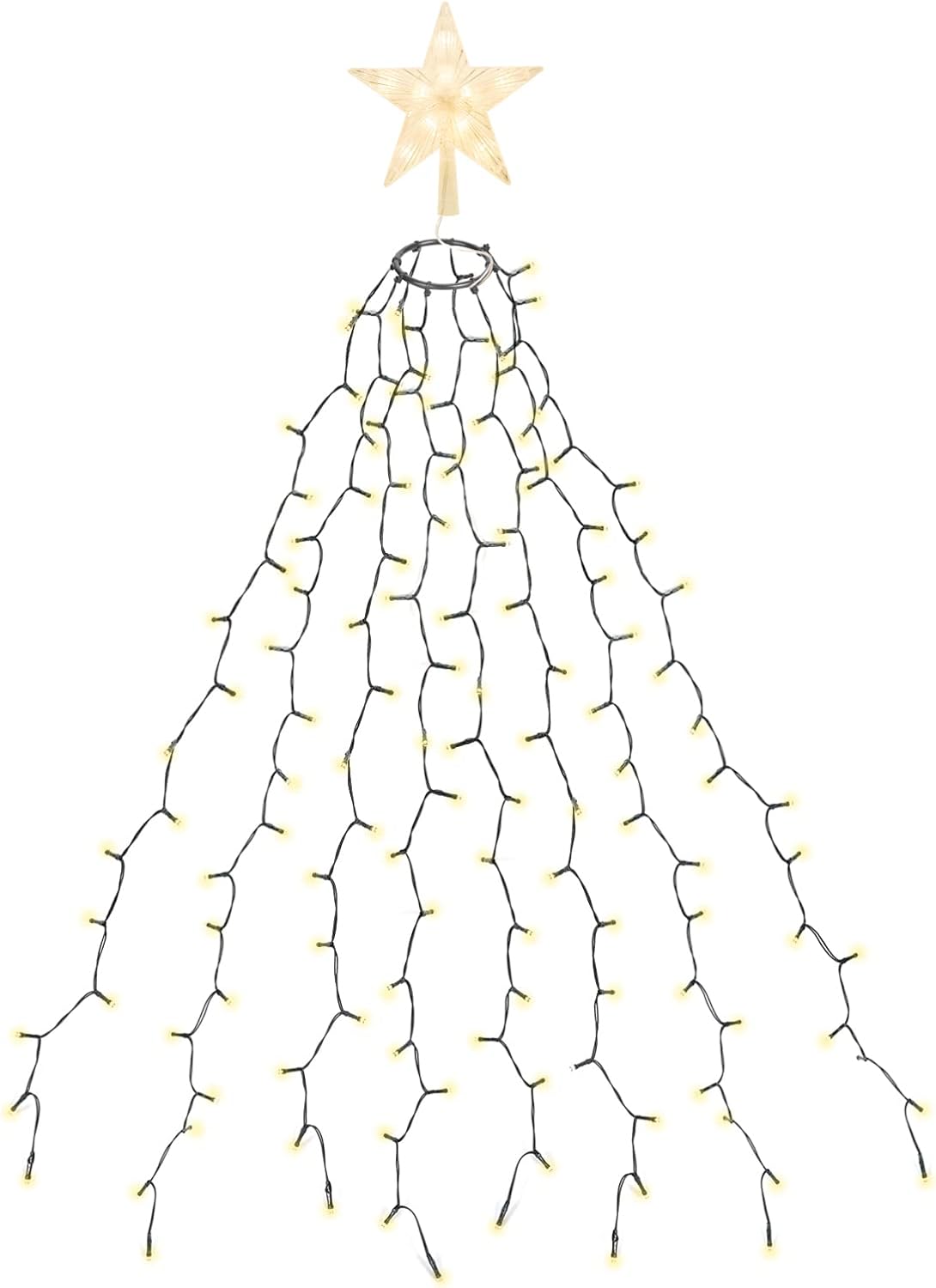 Weihnachtsbaum-Lichterkette mit Sternspitze, 1.5m, Warmweiss Sternspitze 1,5m