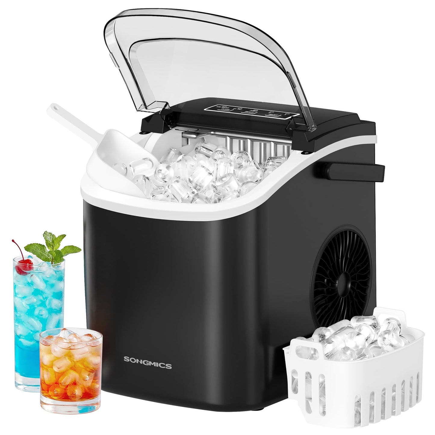 XZB001B1EU Eiswürfelmaschine mit Selbstreinigung, 9 Würfel in 6 Min., Tintenschwarz