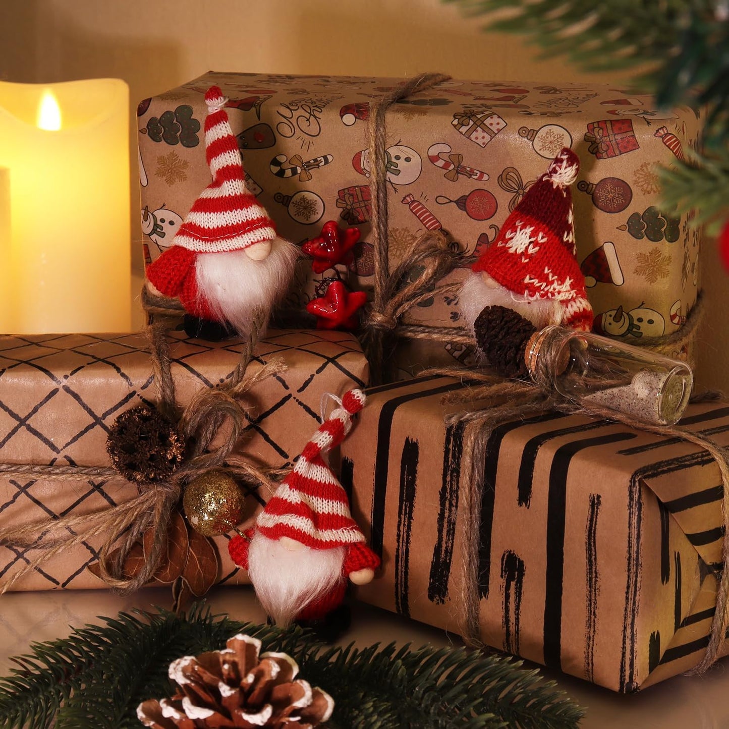 12-teiliges Weihnachtsbaum-Anhänger Set Wichtelfiguren, Big Pack A - Rot