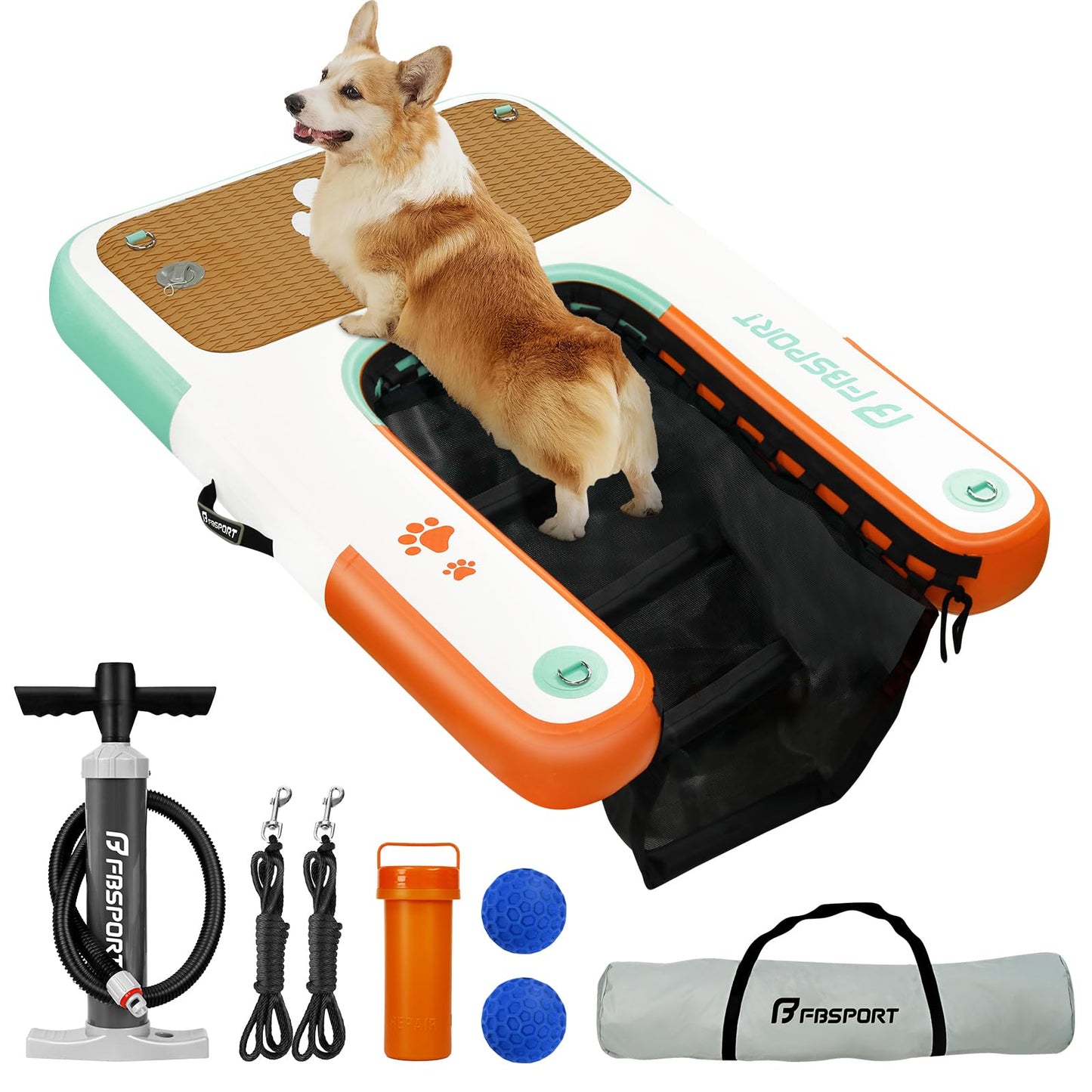 Aufblasbare Hunde-Wasserrampe bis 100 kg, 150x100x15cm Orange