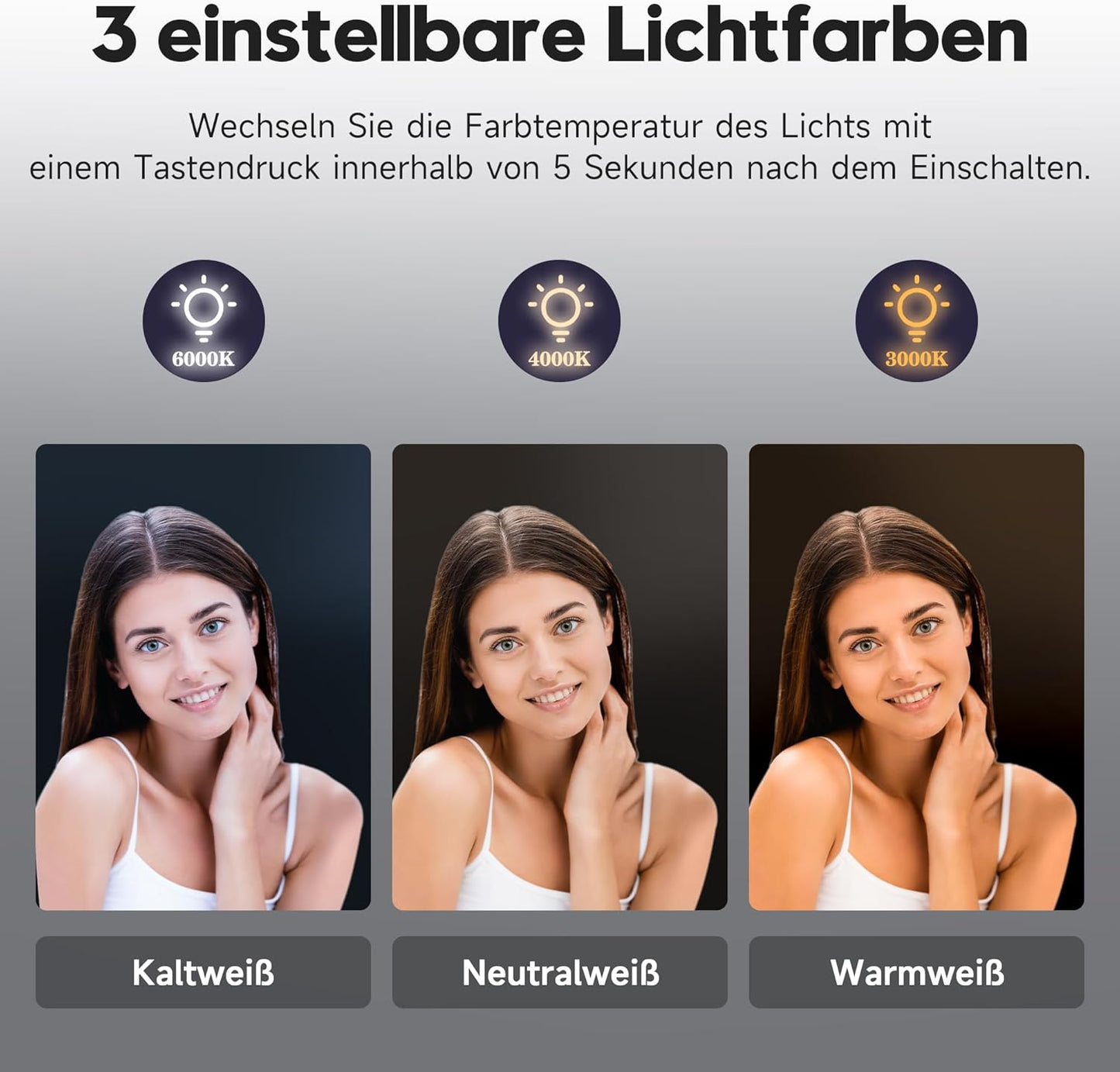 LED-Badezimmerspiegel mit Bluetooth-Lautsprecher, 50L x 60B cm