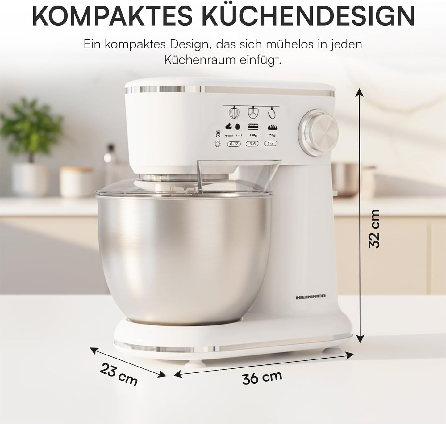 Standmixer mit Planetenrührwerk, Weiß 5 L
