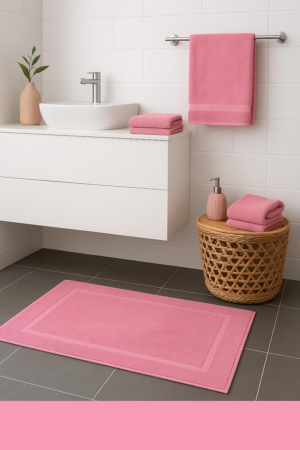 2er-Set Badematten, 50x70 cm, 2x Badvorleger Altrosa