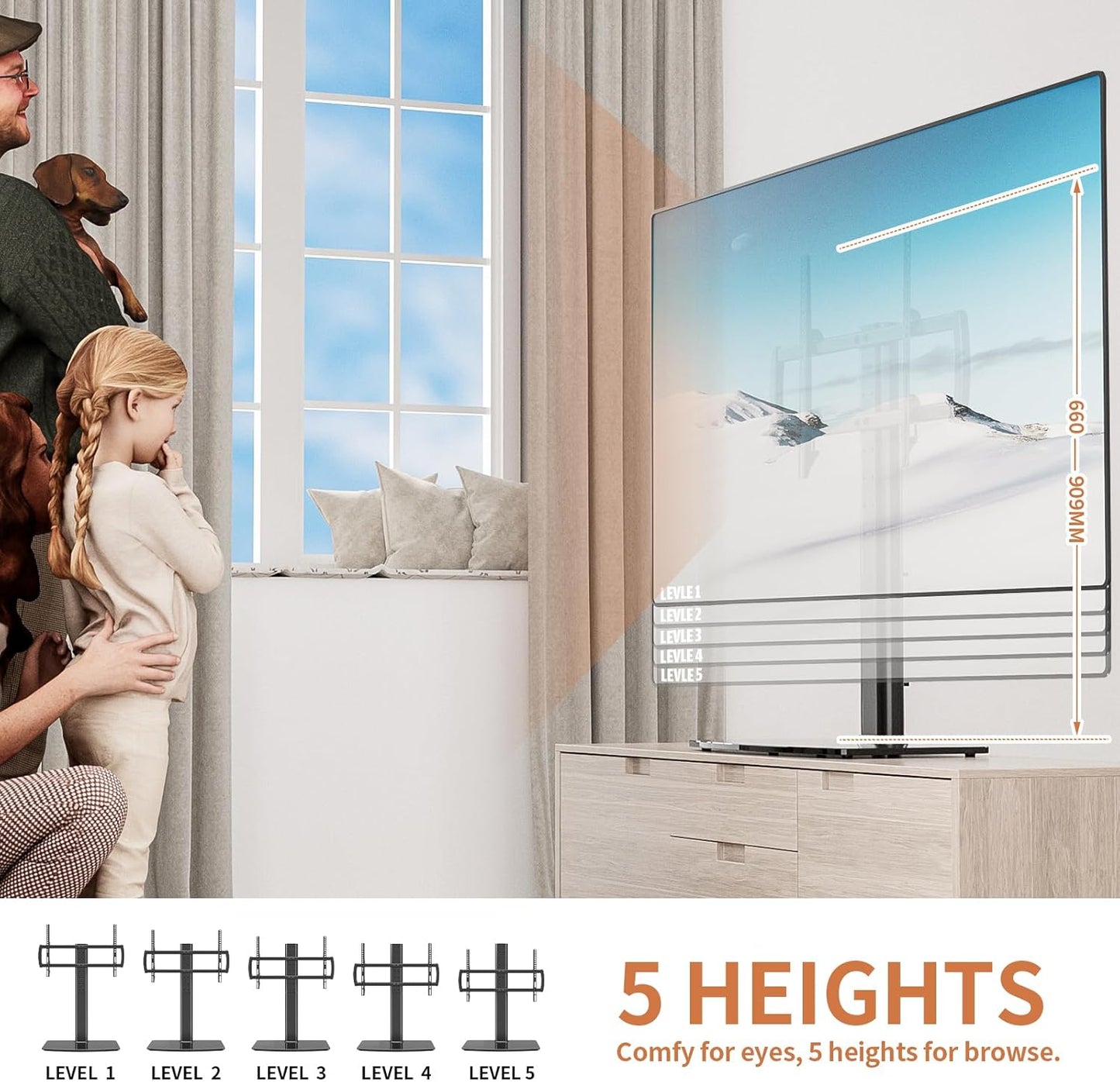 Universal TV Standfuss für 40''-86'' Flachbildfernseher, Large