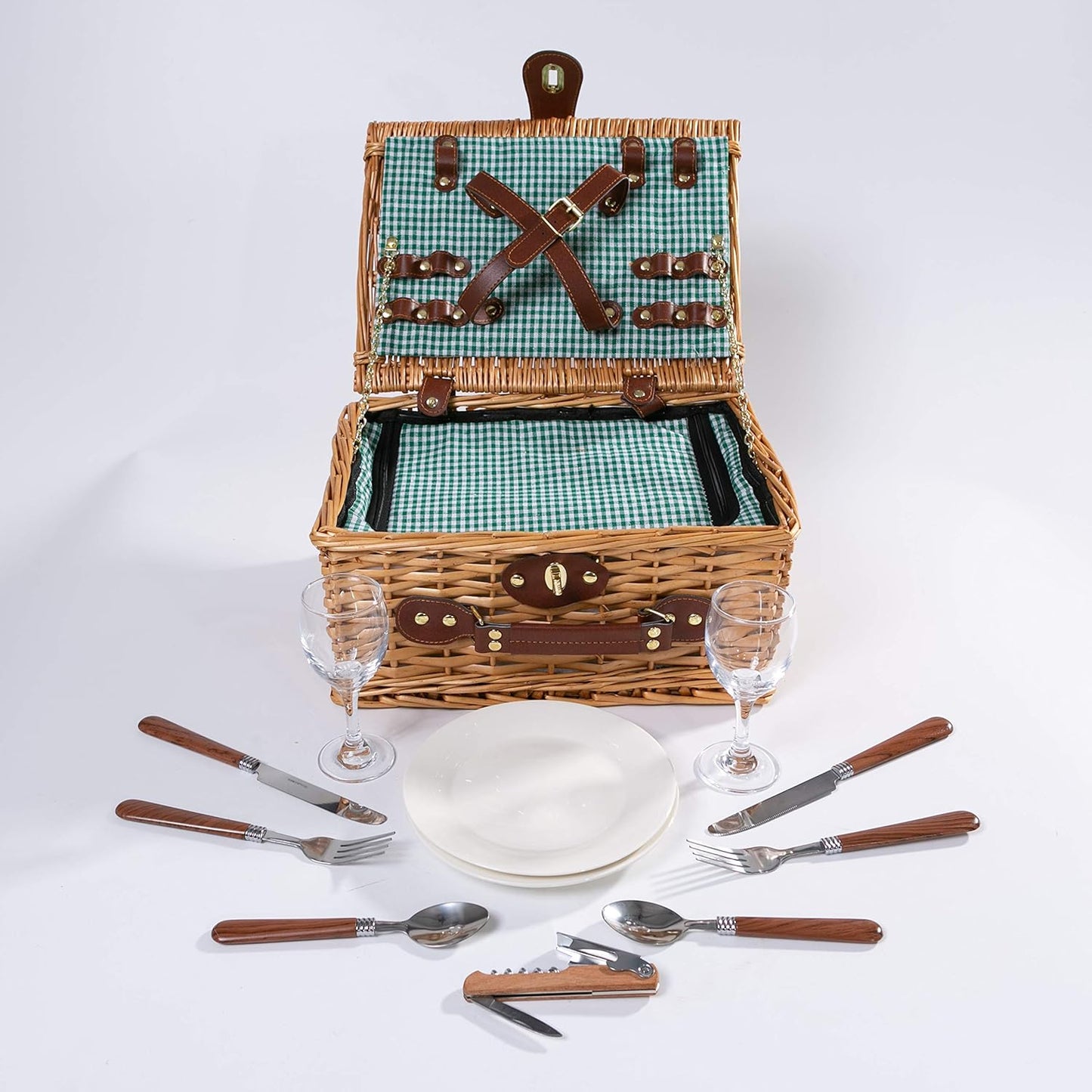 Picknickkorb mit Kühlfach, Grün / für 2 Personen