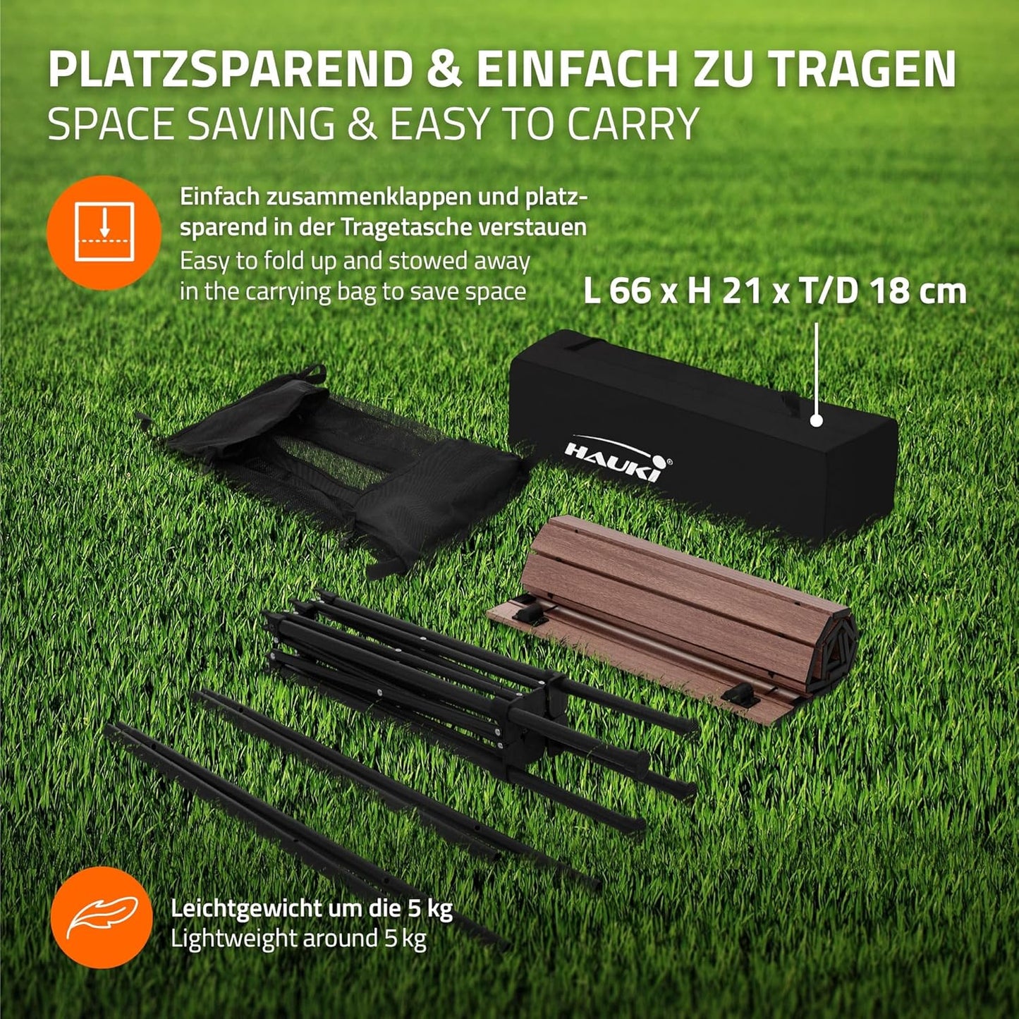 3-teiliges Campingmöbel-Set faltbar, mit Tragetasche, Campingtisch Braun 2x Campingstuhl Schwarz