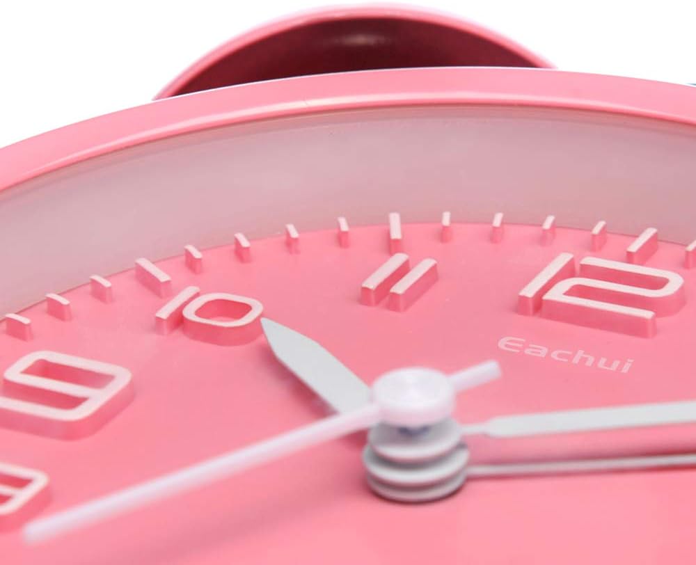 Doppelglockenwecker mit Nachtlicht, geräuschlos, Rosa