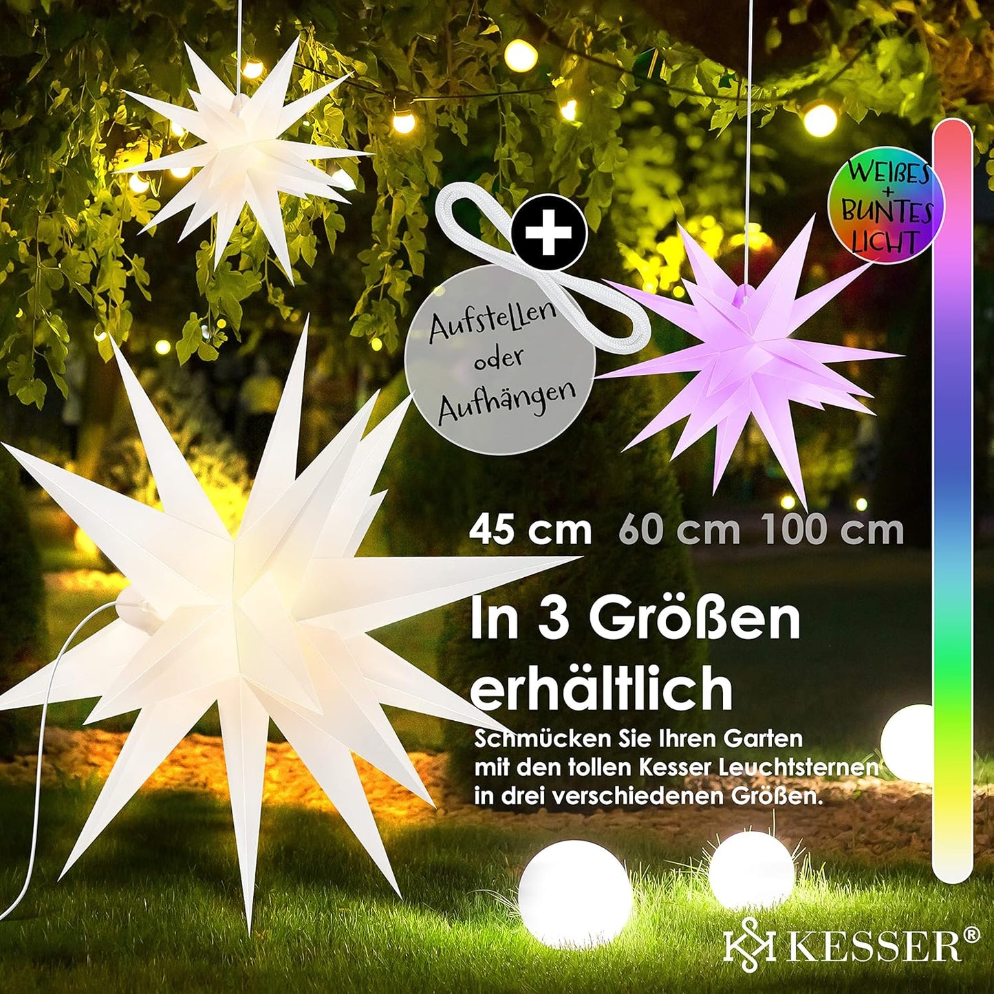 LED-Weihnachtsstern mit Fernbedienung, Bunt / mit Fernbedienung 45cm