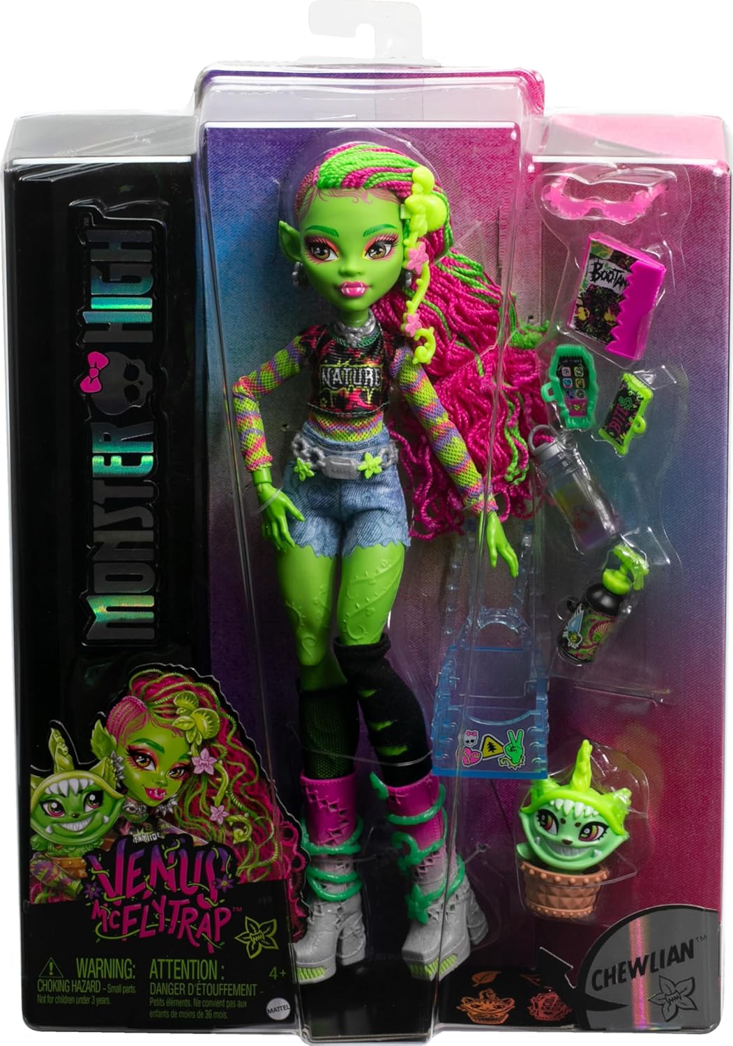 Venus McFlytrap-Puppe mit Katzentier Chewlian, Limonengrün