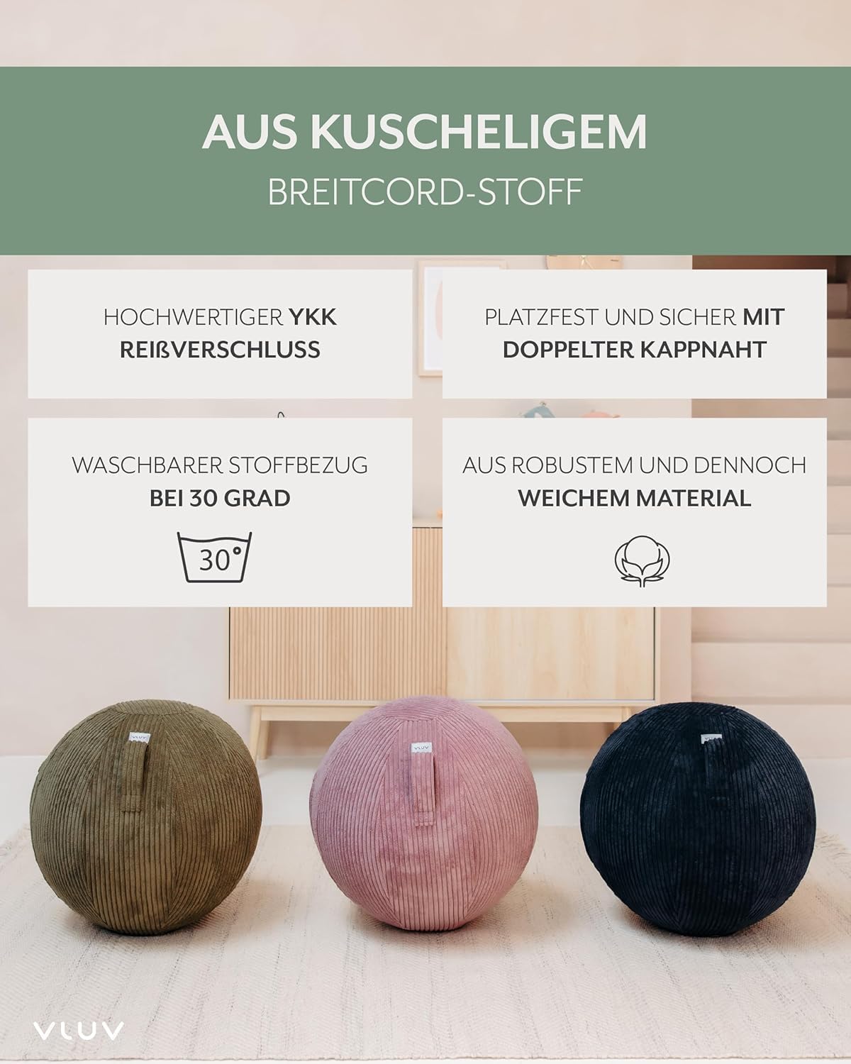 Sitzball Vlip Ø 50-55 cm, Oliv, Olive 50 - 55cm
