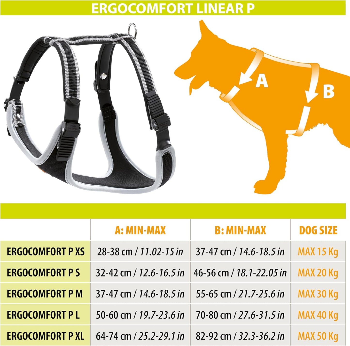 Ergocomfort P belts M gray, Silver Halsumfang: 37-47 cm/ Brustumfang: 55-65 cm