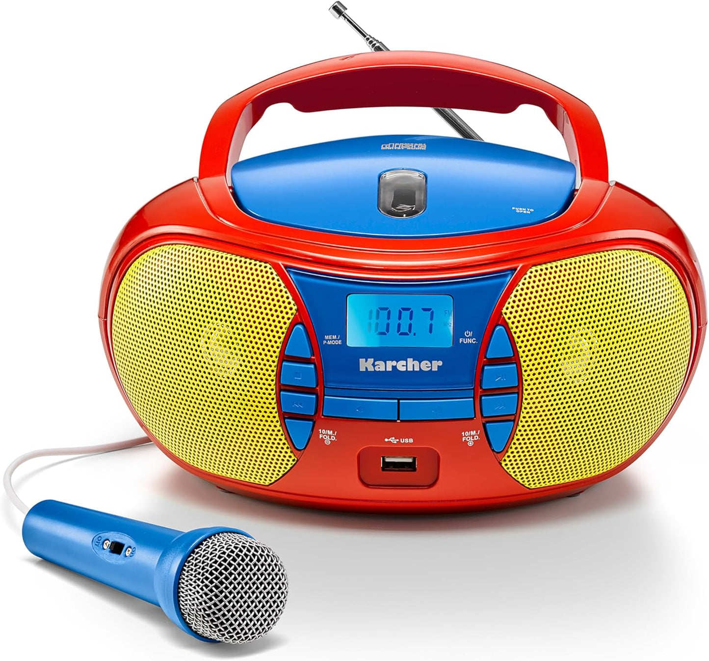 Tragbare Kinder-Boombox mit CD-Player & Mikrofon, Bunt UKW Kids Single
