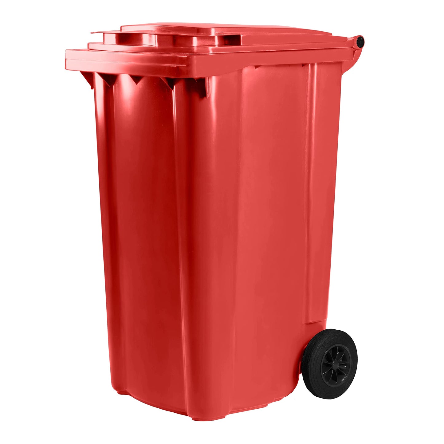 Mülltonne mit Deckel und Rädern, 240 Liter Rot