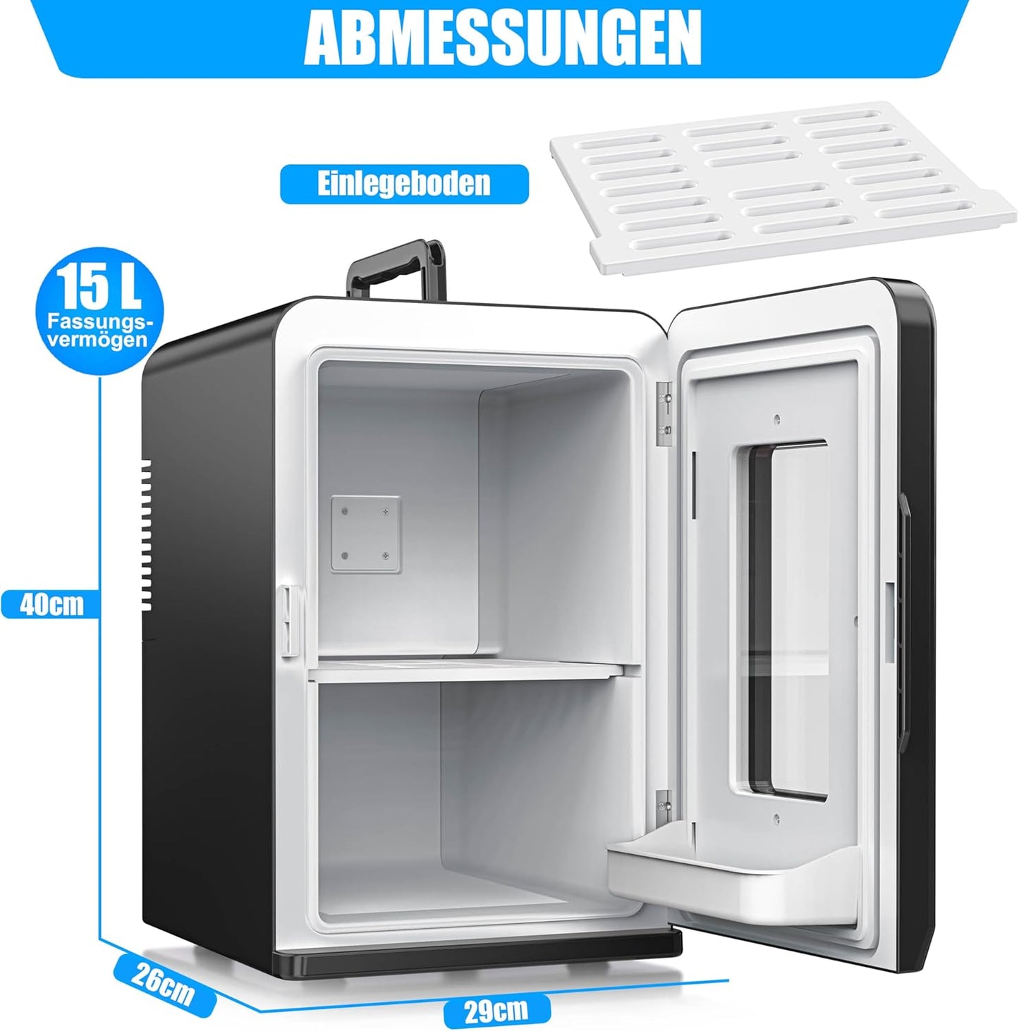 2in1 Mini Kühlschrank mit Kühl- und Heizfunktion, 15L Schwarz
