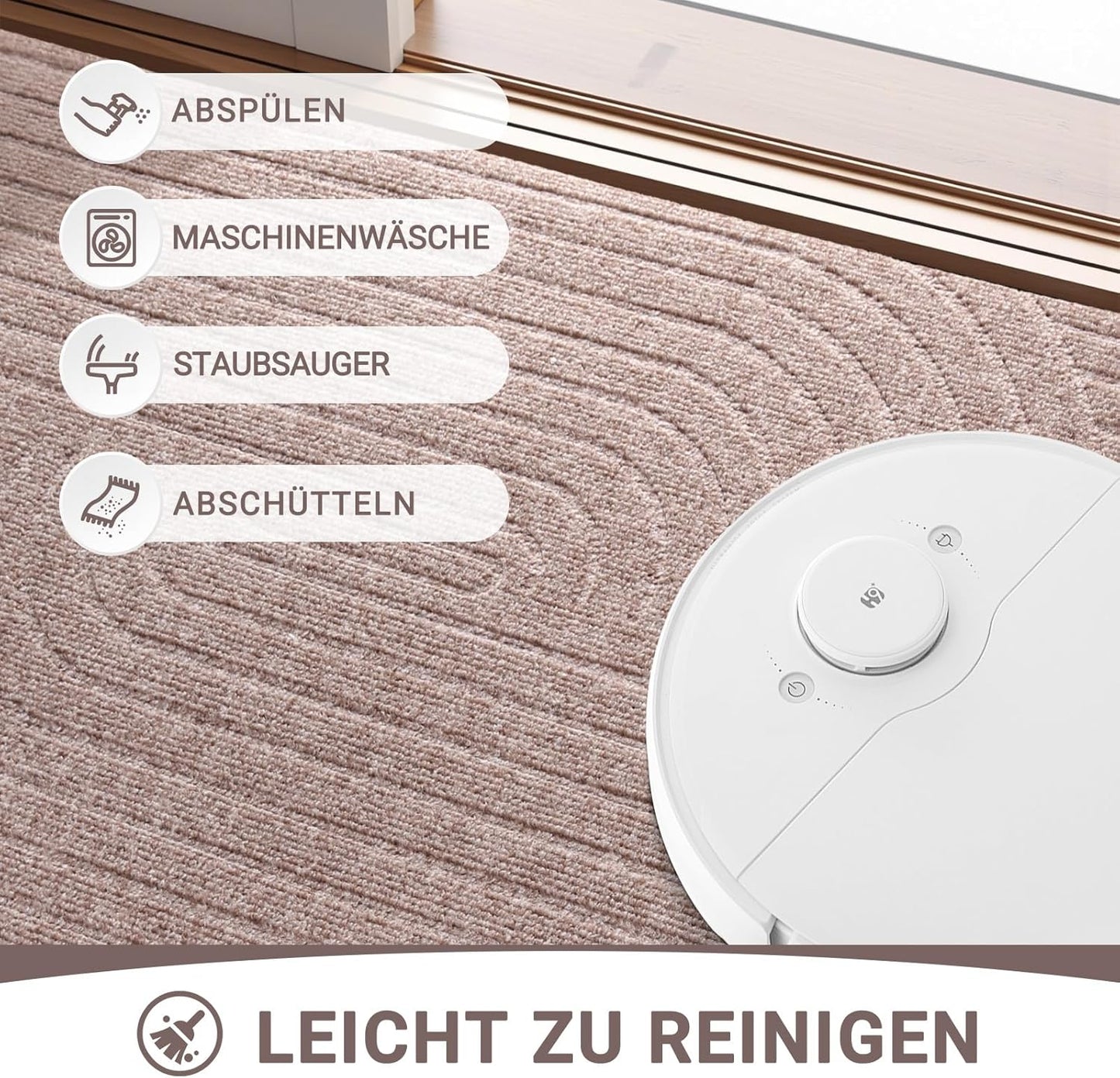 Rutschfeste Schmutzfangmatte, 60x90 cm, 60 x 90 cm Beige Braun Wirbel
