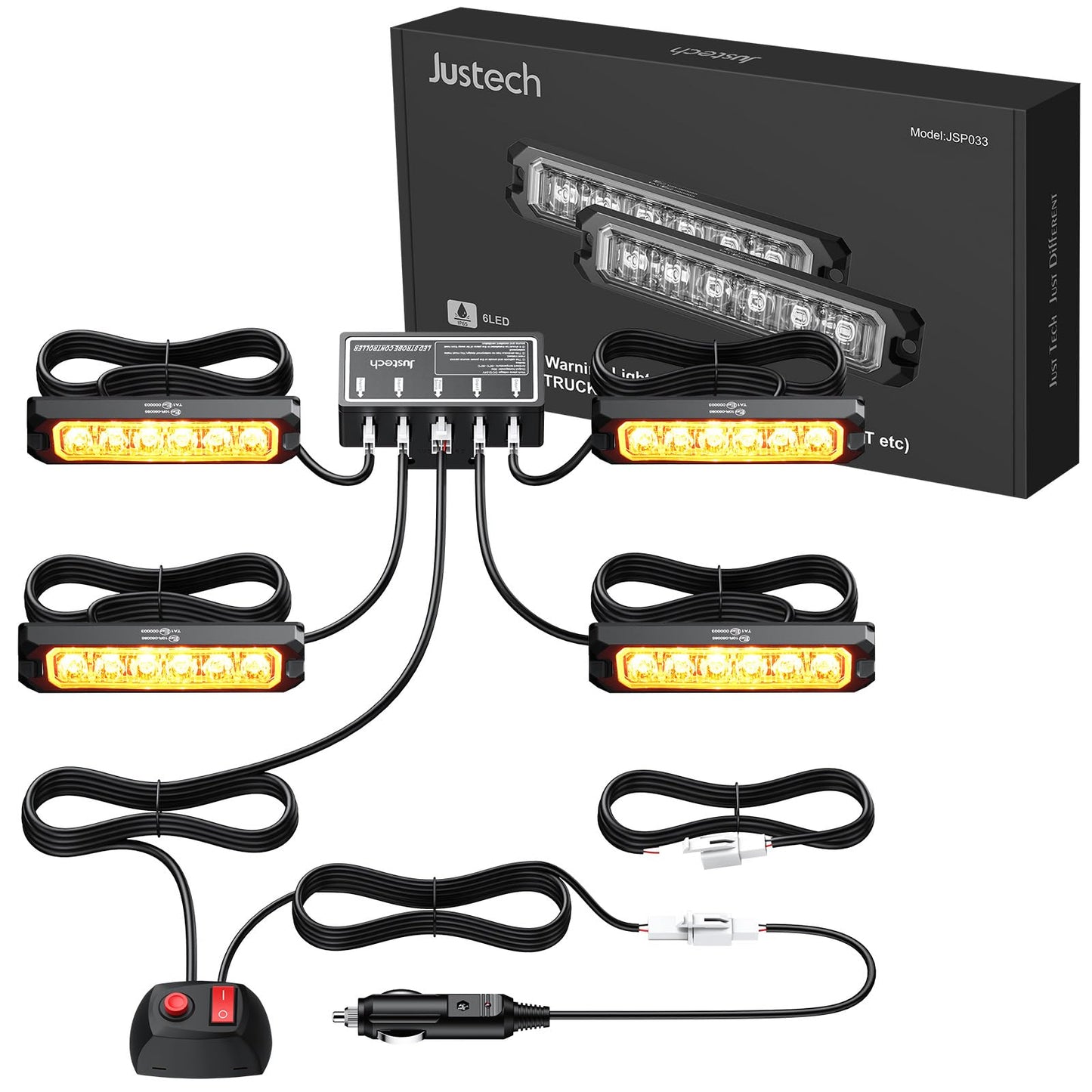 LED Warnlicht Frontblitzer 4er-Set, 4x 6LEDs