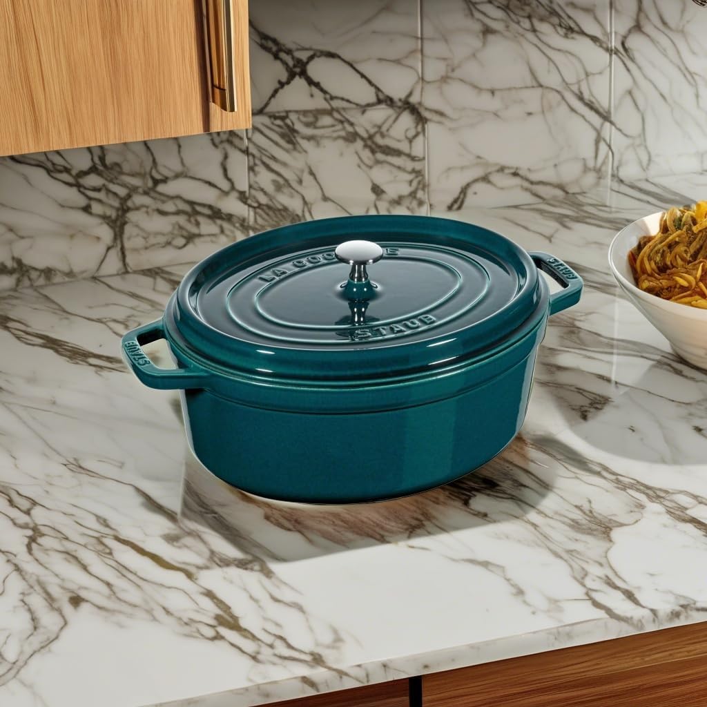 Cocotte Bräter mit Deckel, 33 cm, 6.7 L Petrol-Blau