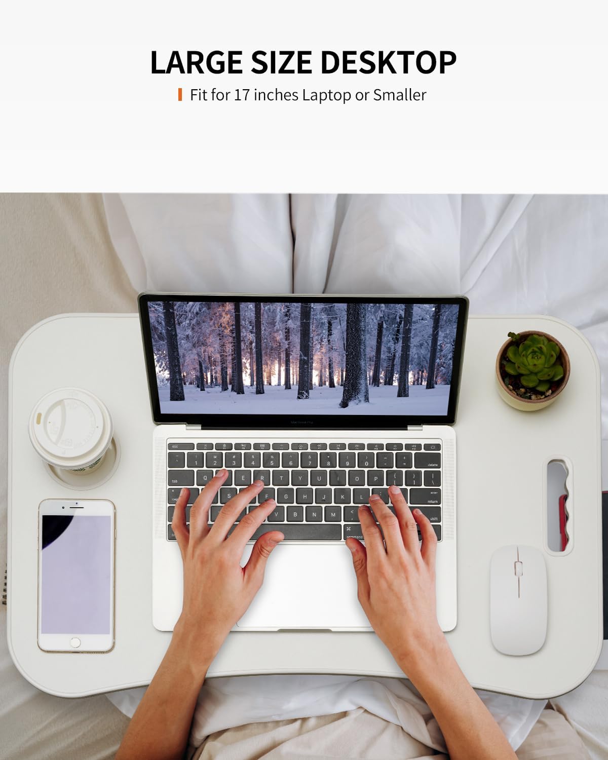 Faltbarer Laptoptisch mit Getränkehalter & Tablet-Schlitz, Weiss/Opulenter Garten