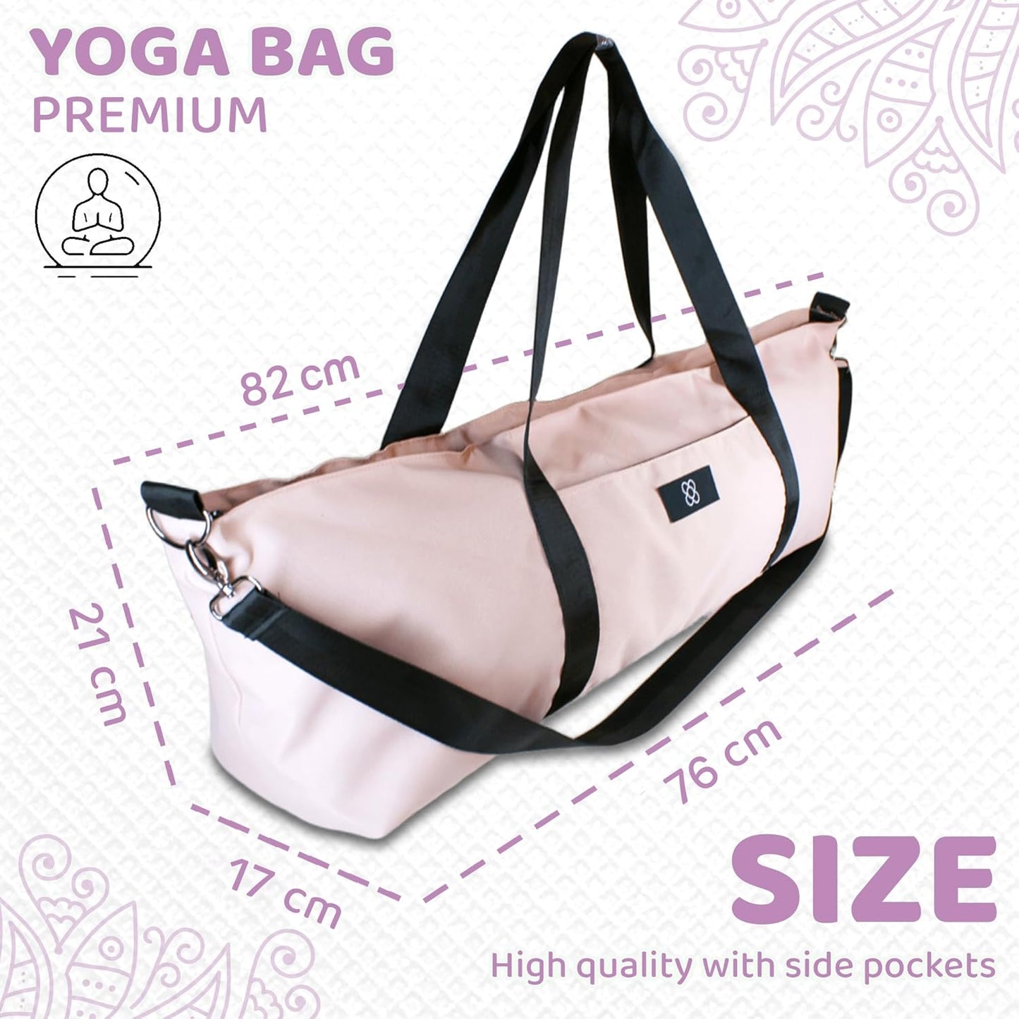 Yogatasche XXL für Matte und Zubehör, Rosa