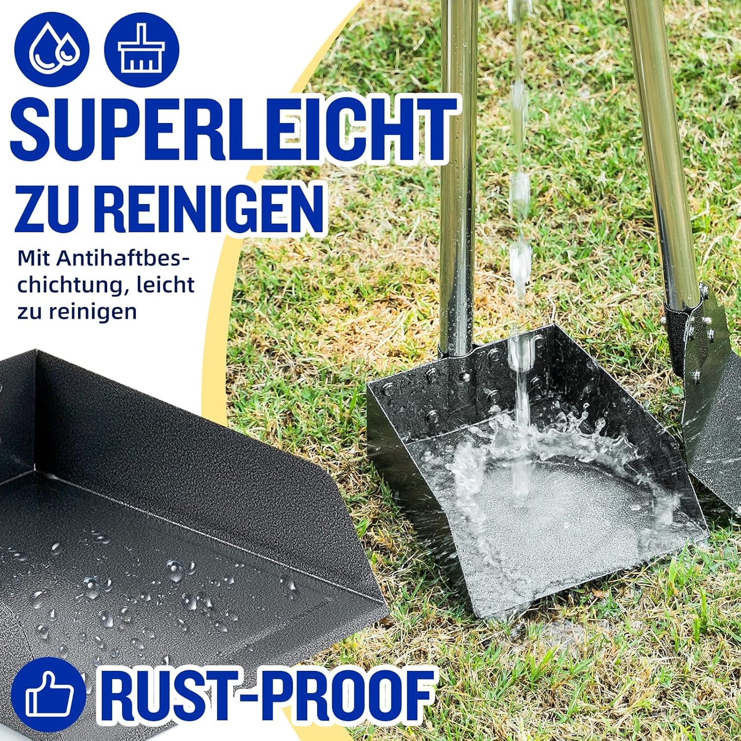 3-teiliges Hundekotschaufel-Set, Tablett+ Harke+Spaten