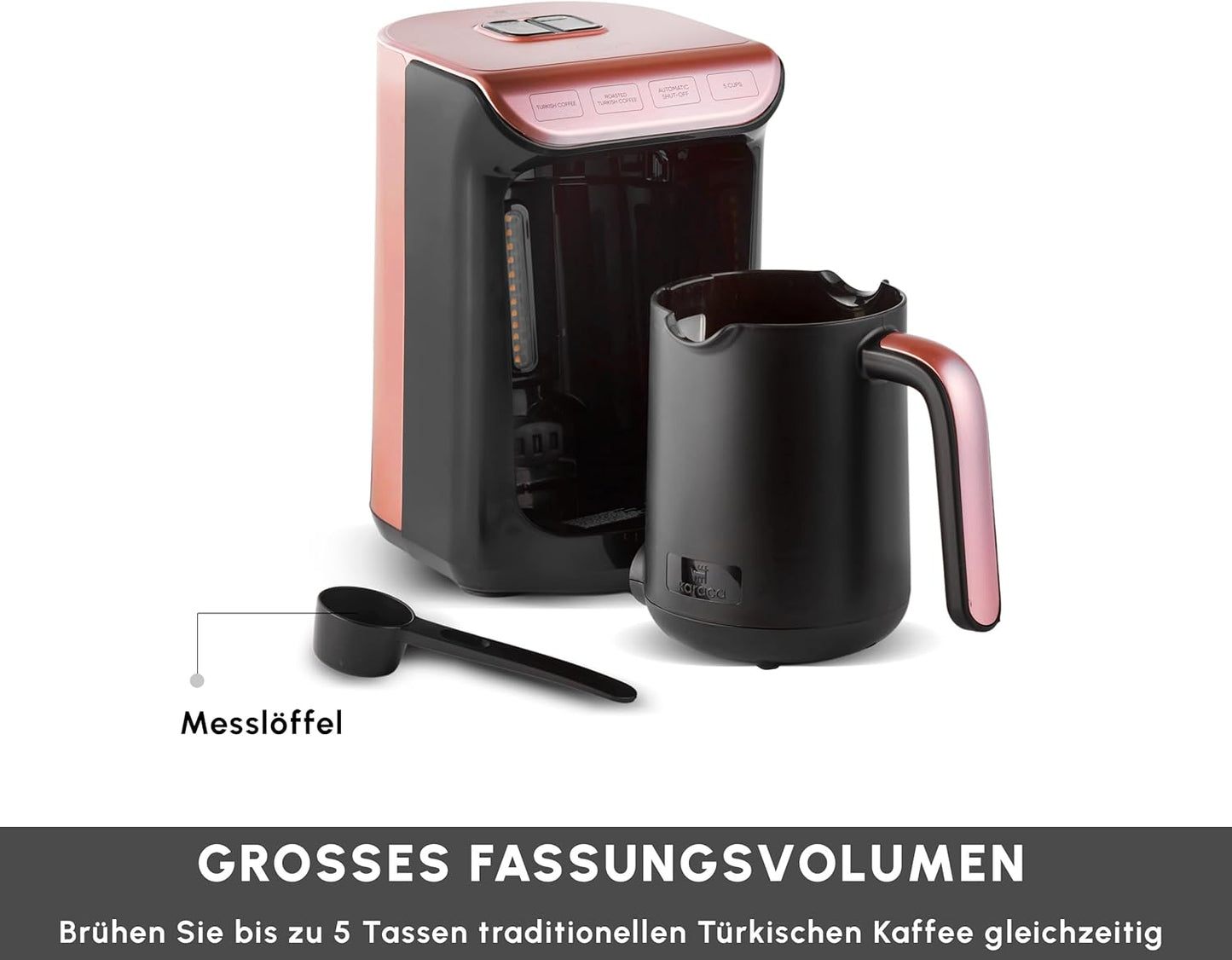 Hatır Köz Türkische Kaffeemaschine mit Milchfunktion, Roségold