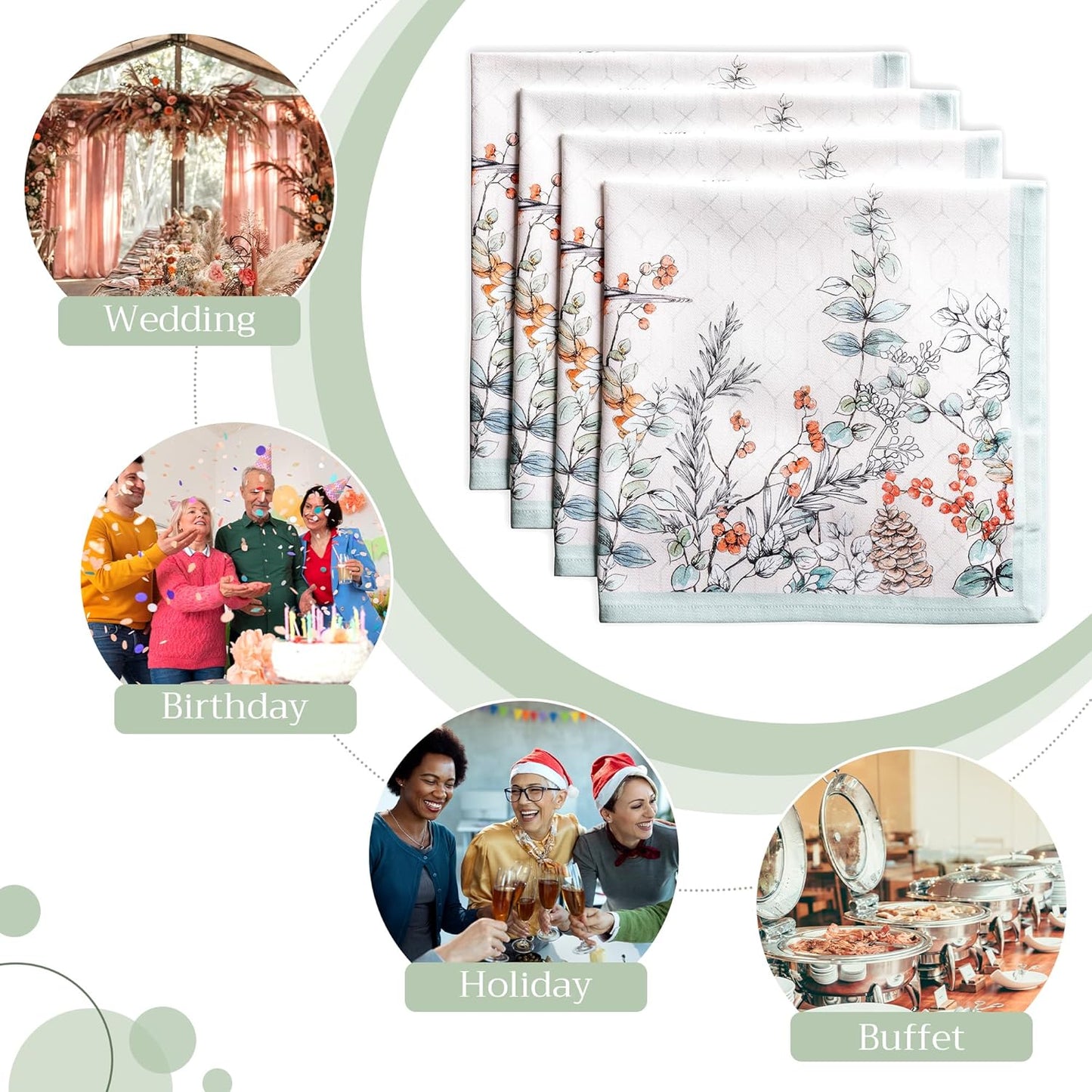 4-teiliges Stoffservietten-Set Whitish Shabby Chique, Whitish Shabby Chique
