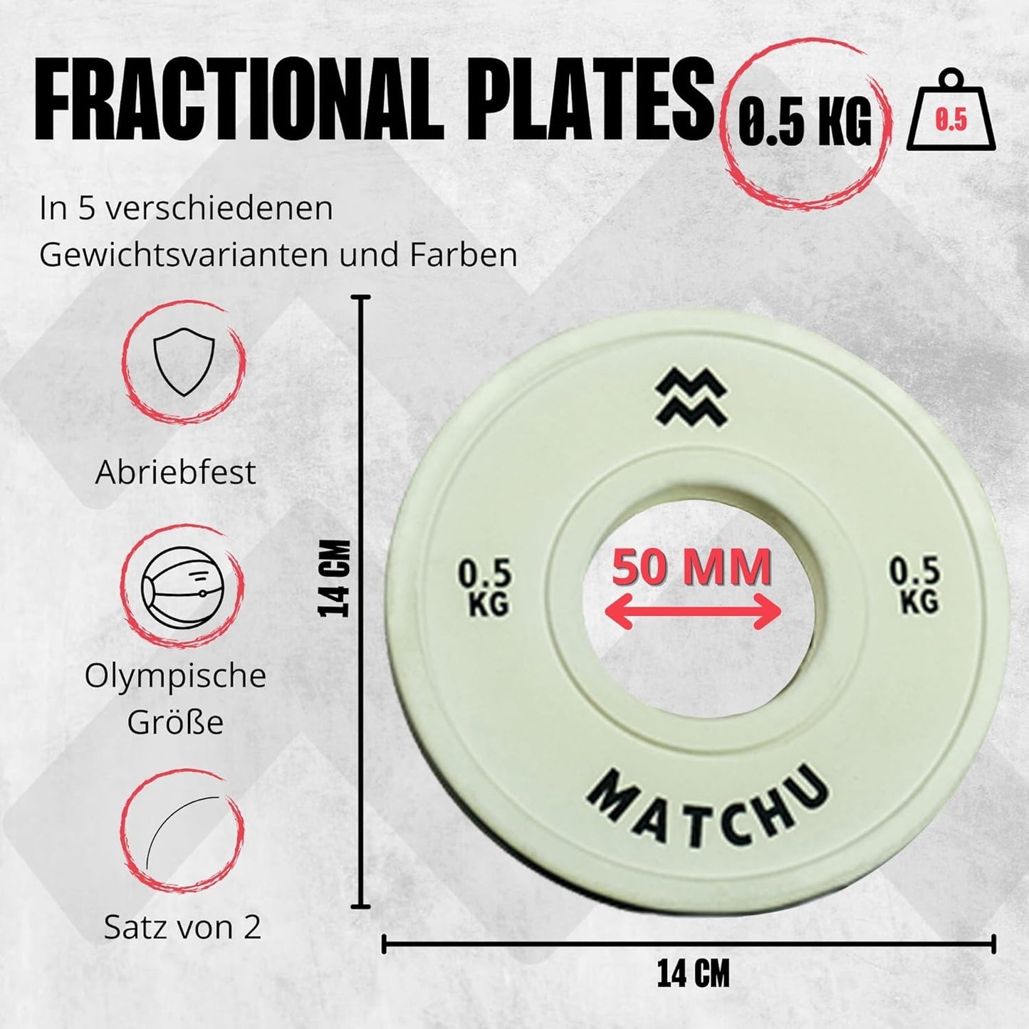 2er-Set Mini-Hantelscheiben (0,5 kg), Beige - 0,5 KG