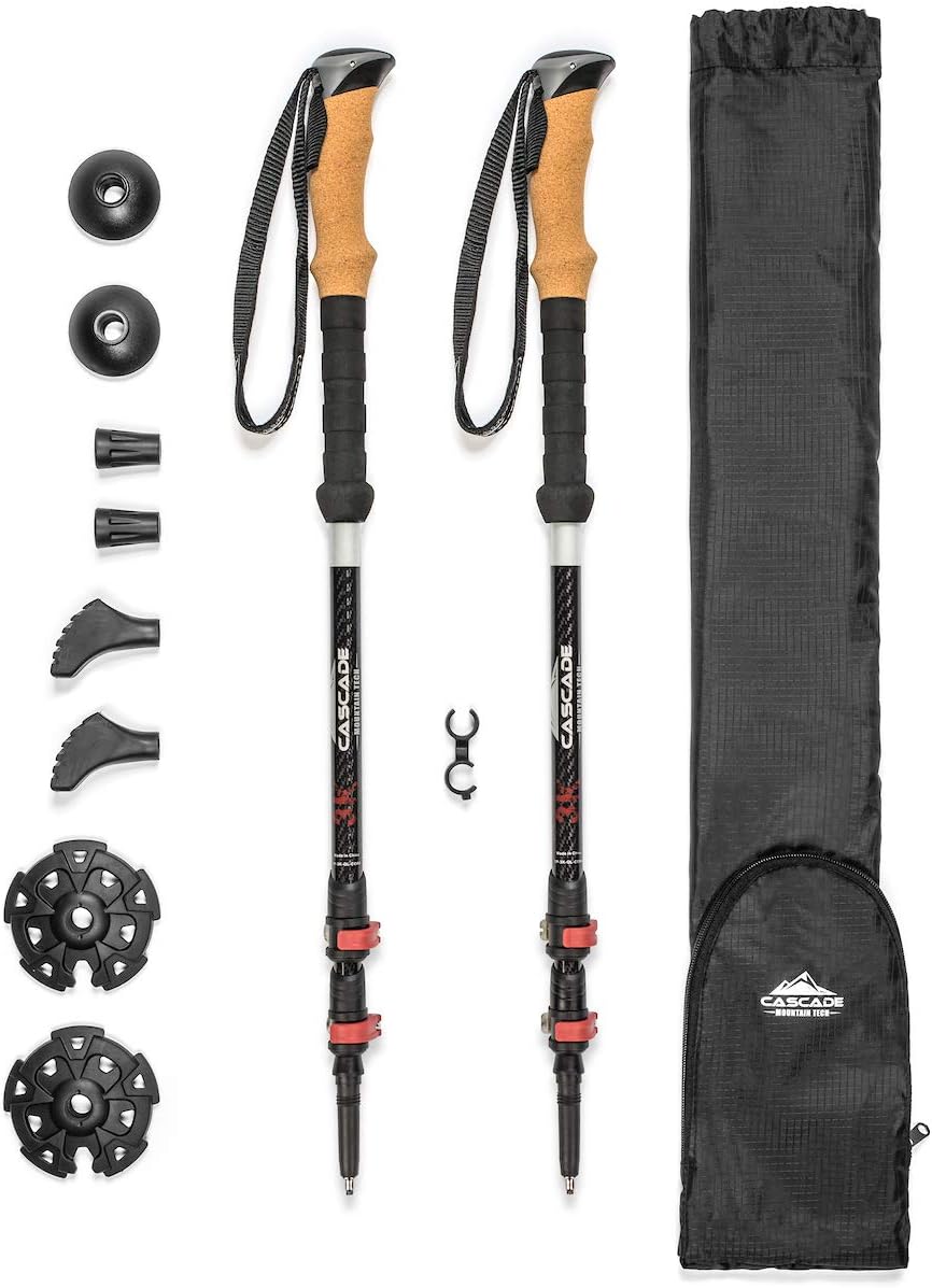 Trekkingstöcke mit Schnellverschluss, Schwarz / Cork Grip / 3K-Kohlefaser