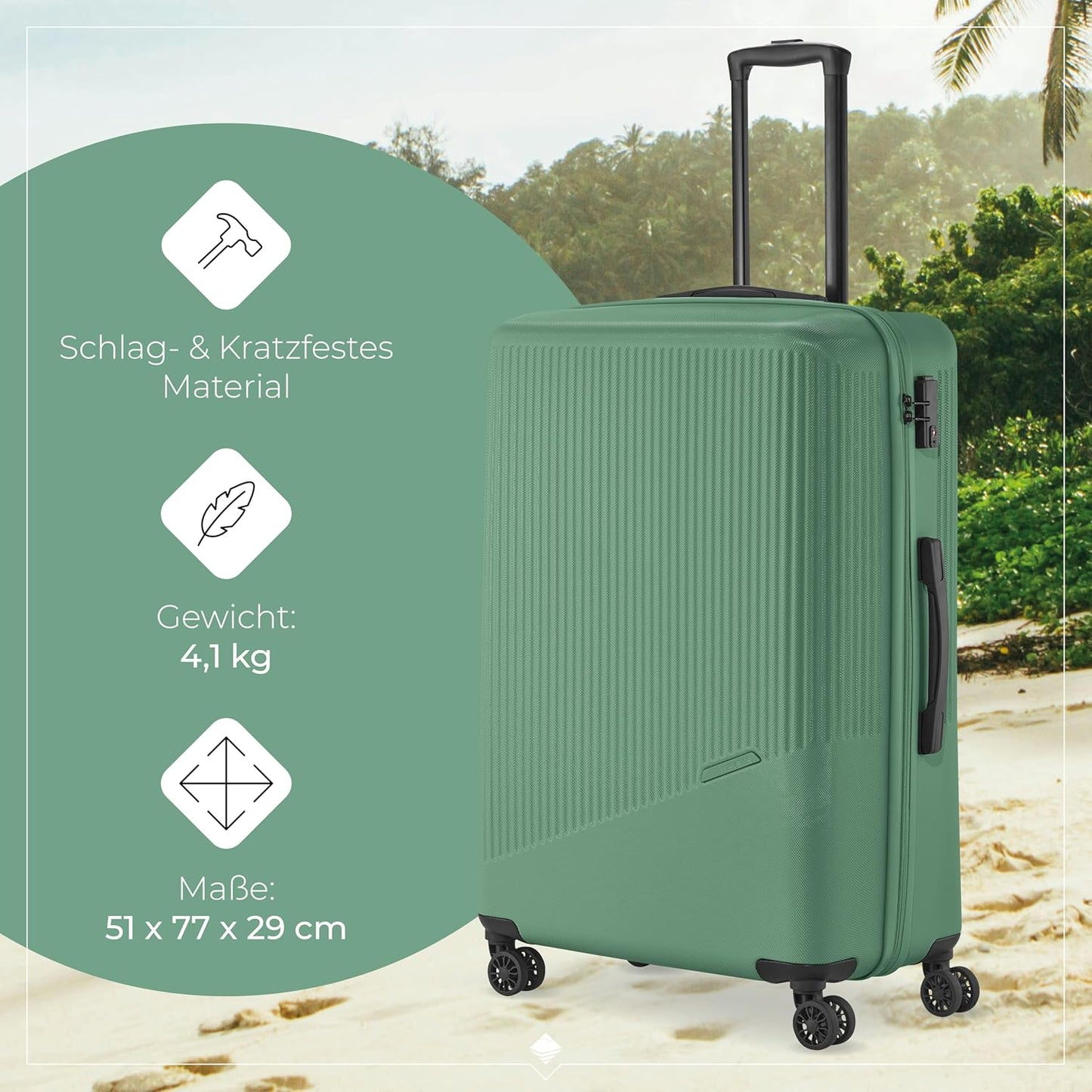 Bali, Grün Trolley Größe L (77 cm)