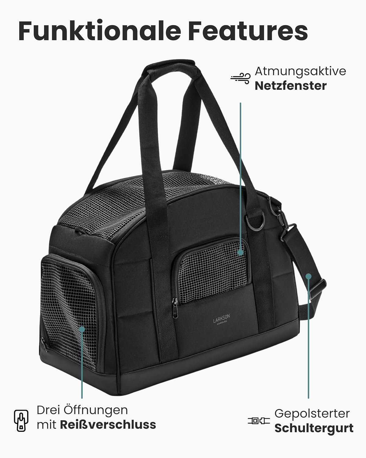 Hundetransportbox bis 12kg für Flugreisen, Schwarz
