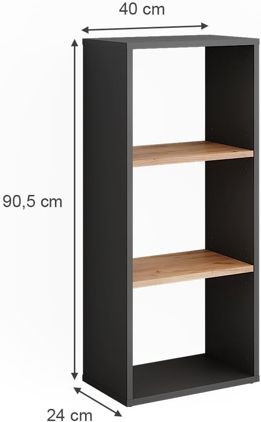 Standregal Orlando, Anthrazit/Goldkraft Eiche 90x40 cm