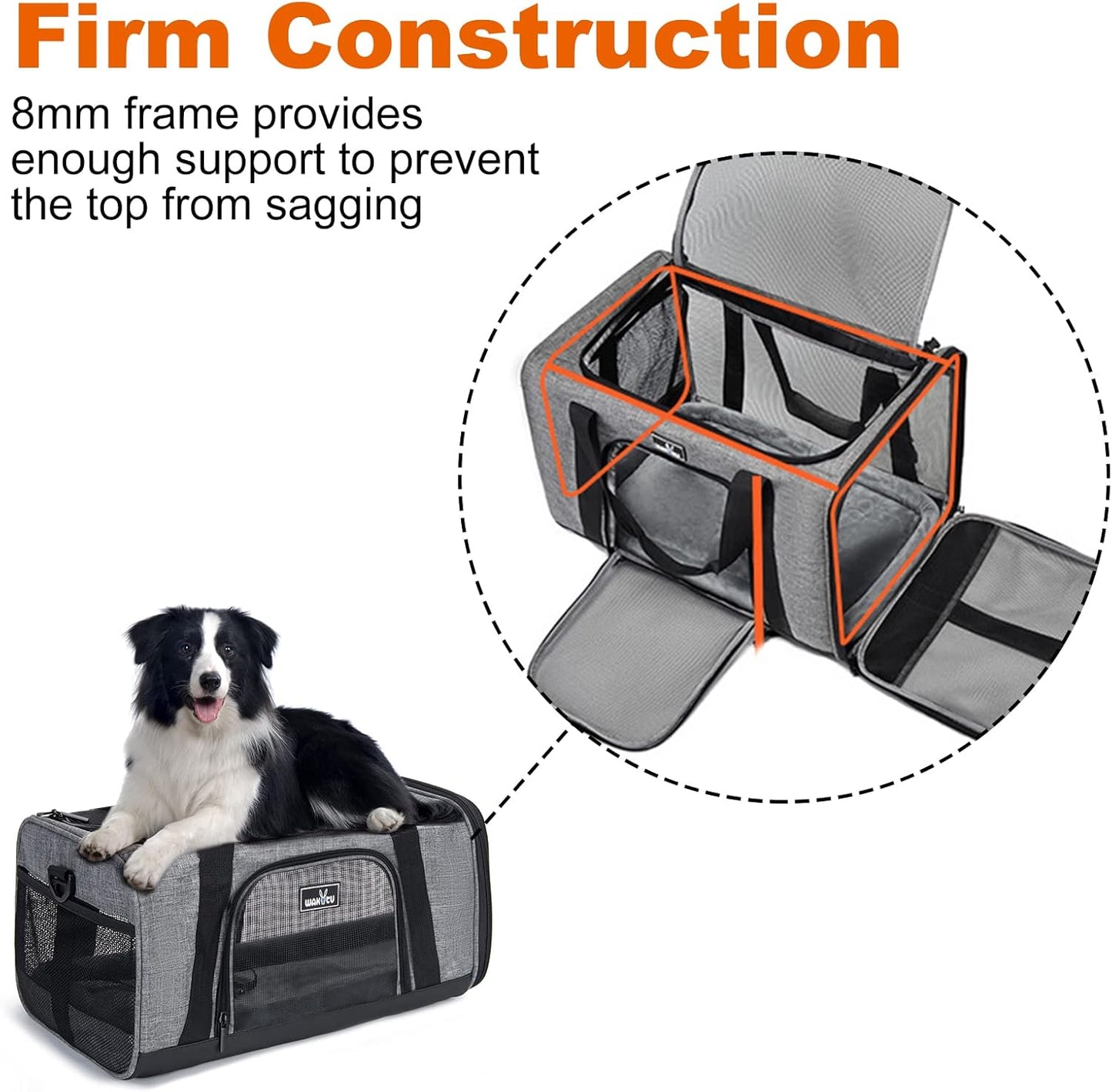 Transportbox für Hunde und Katzen, M Grau