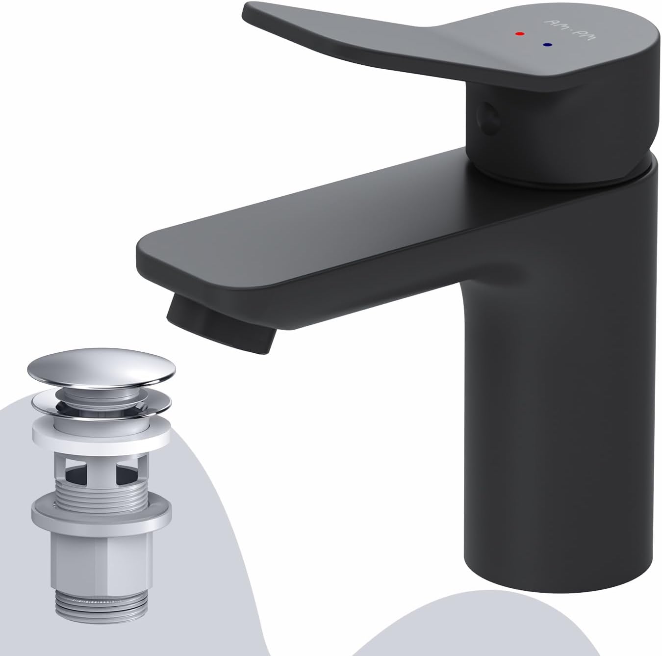 Wassersparende Einhebel-Waschtischarmatur X-Joy mit Klick- Ablaufgarnitur, mit Ablaufgarnitur Schwarz