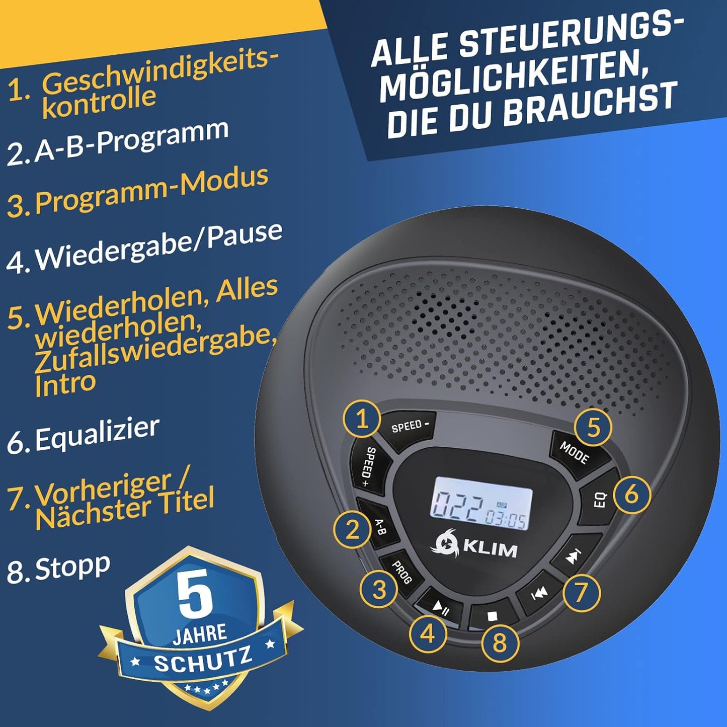 Tragbarer CD-Player mit Lautsprecher, Without Bluetooth