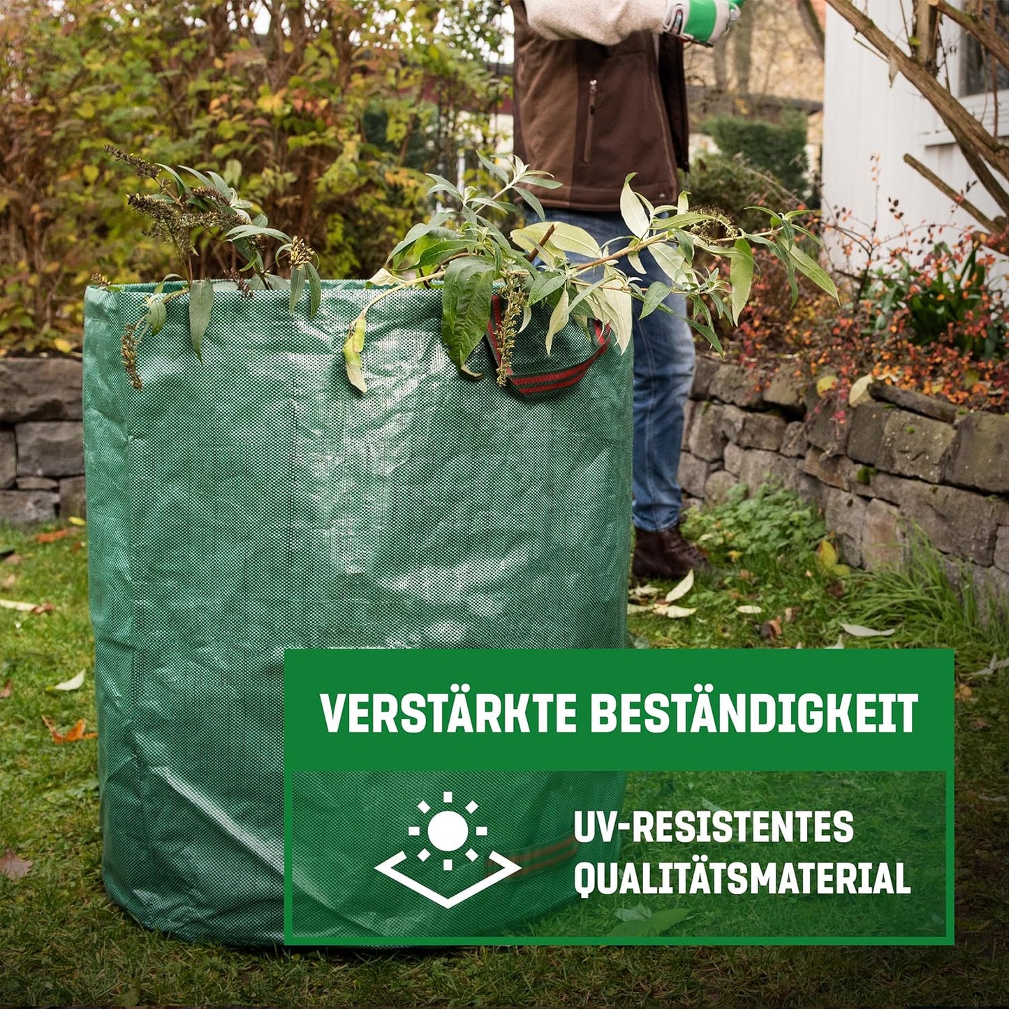 3-teiliges Gartenabfallsäcke-Set mit Griffen, 3