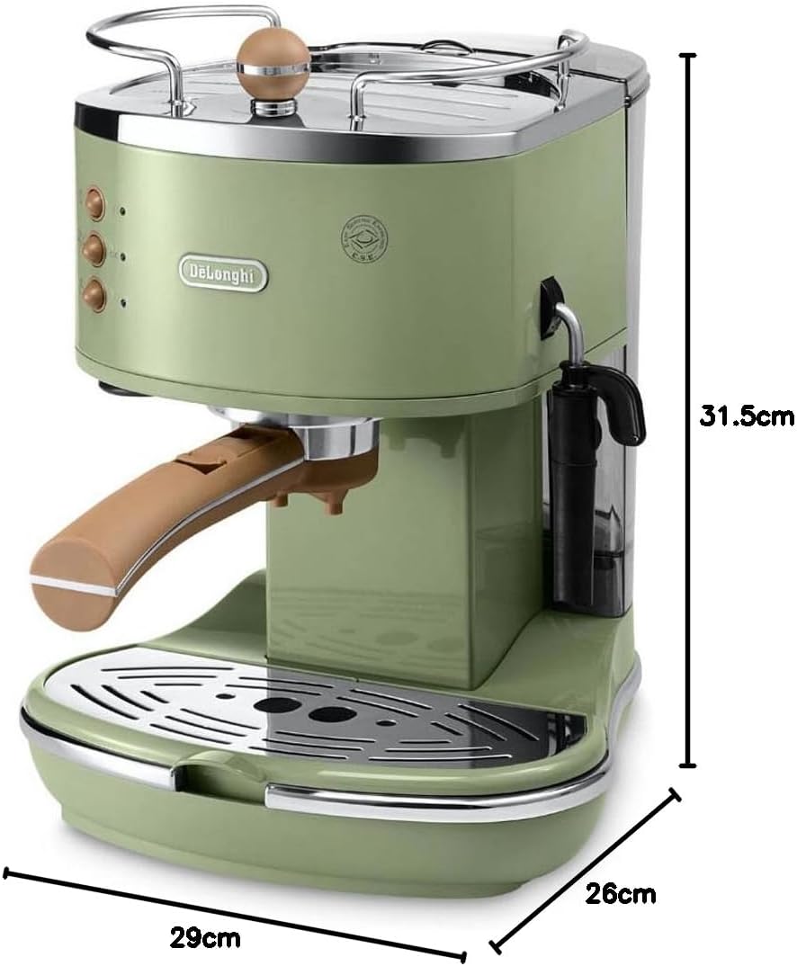 Espresso Siebträgermaschine Retro mit Milchaufschäumer