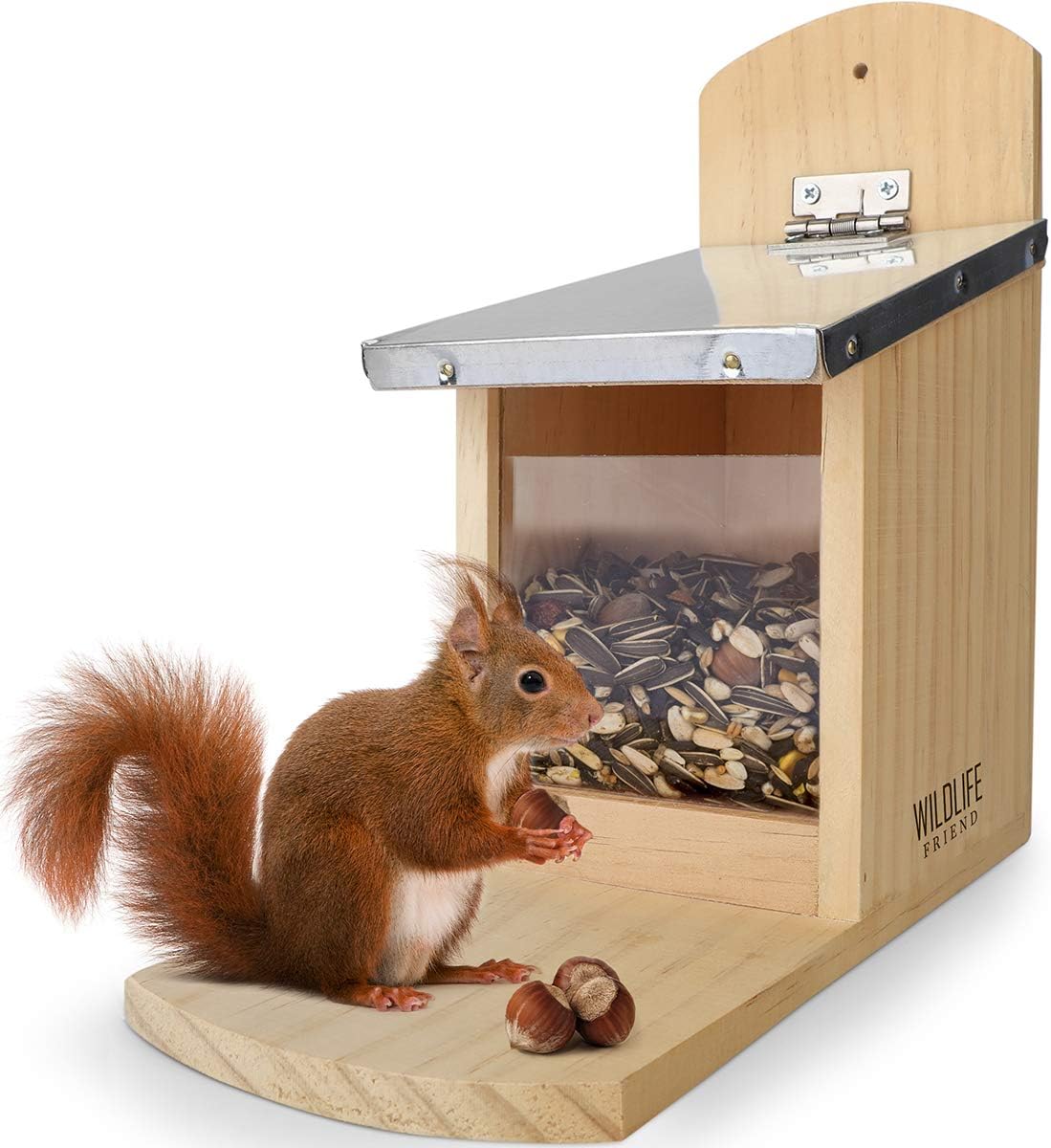 Wetterfestes Eichhörnchen Futterhaus, 11cm x 29cm x 25cm (LxBxH)